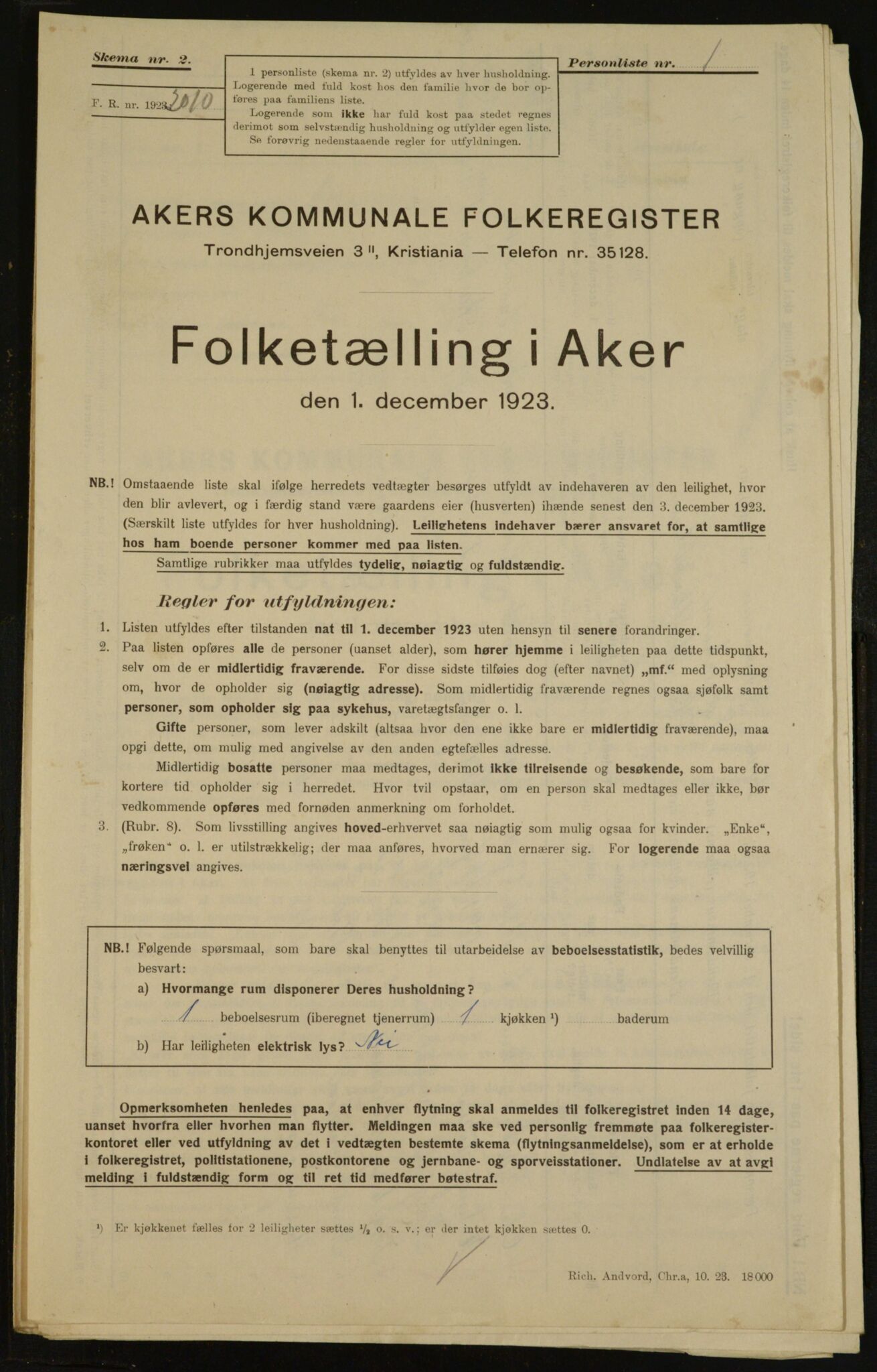 , Kommunal folketelling 1.12.1923 for Aker, 1923, s. 35213