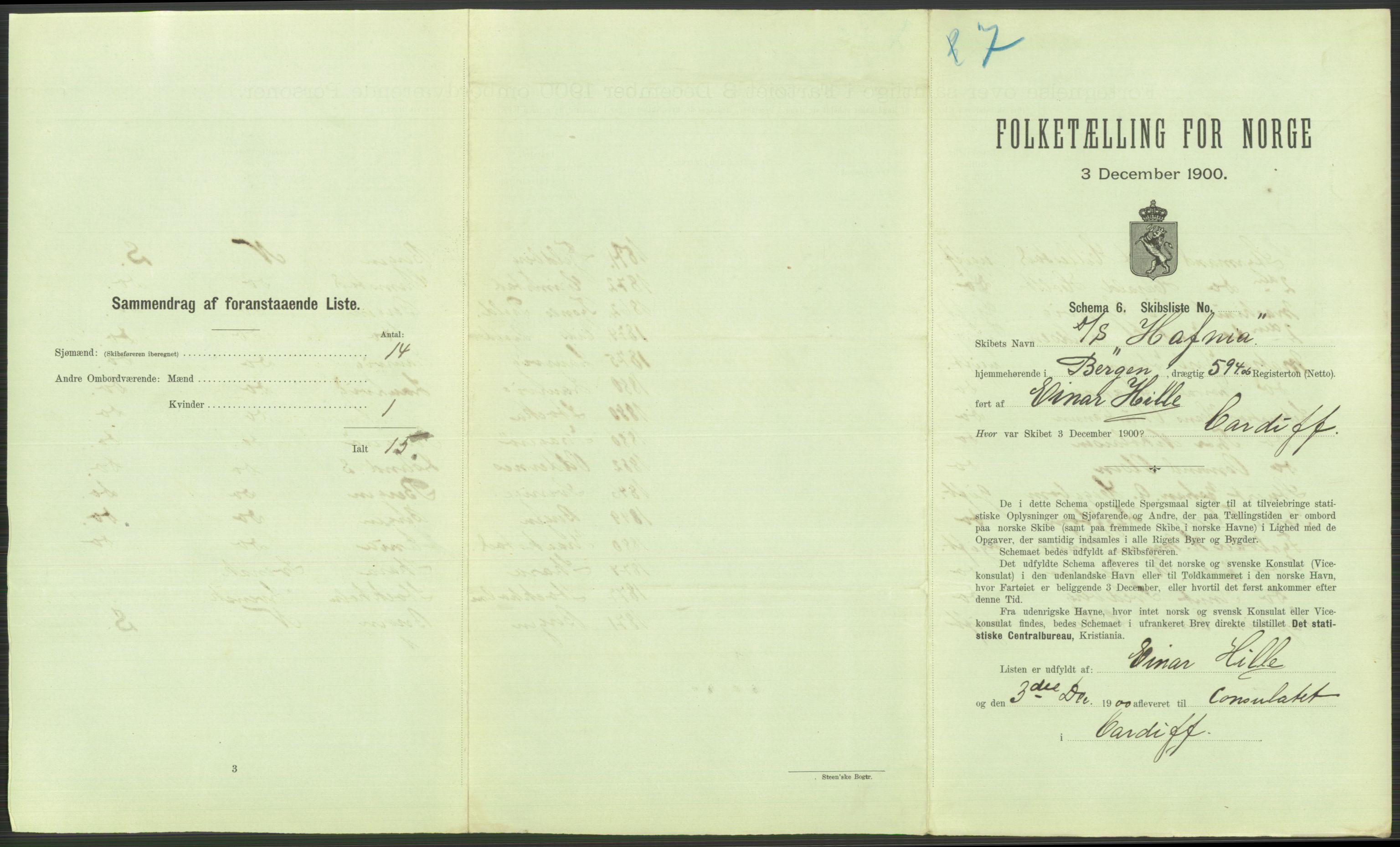 RA, Folketelling 1900 - skipslister med personlister for skip i norske havner, utenlandske havner og til havs, 1900, s. 4137