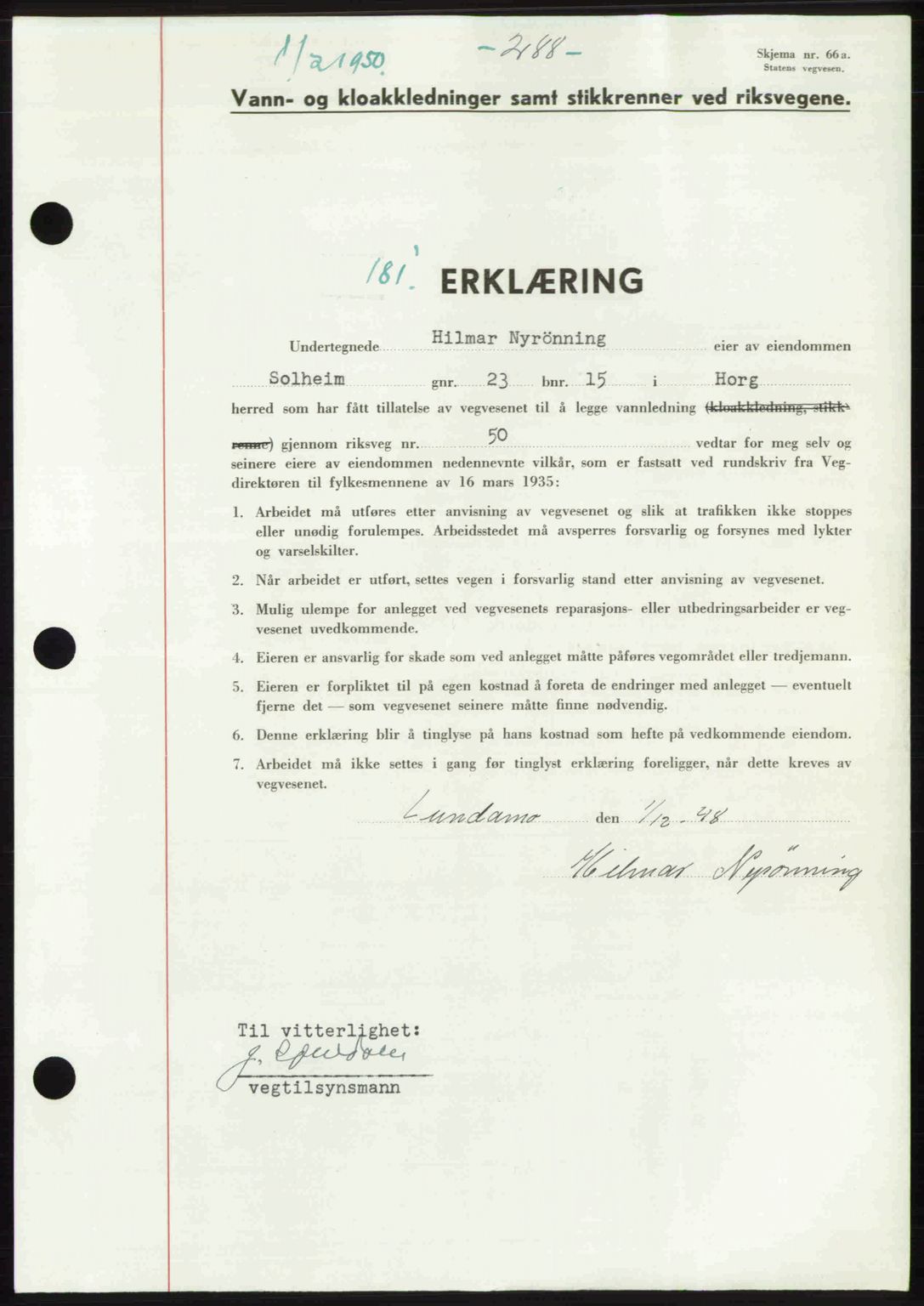 Gauldal sorenskriveri, SAT/A-0014/1/2/2C: Pantebok nr. A9, 1949-1950, Dagboknr: 181/1950
