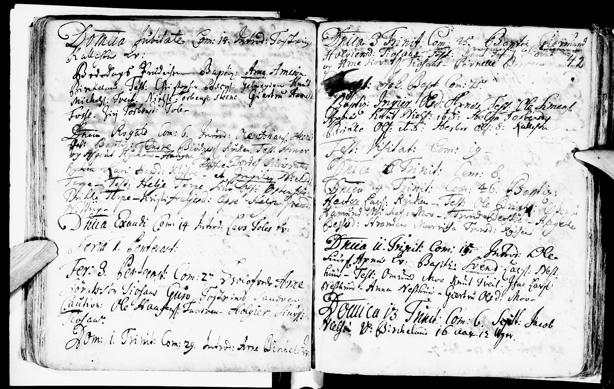 Kvam sokneprestembete, AV/SAB-A-76201/H/Haa: Ministerialbok nr. A 2, 1696-1741, s. 42