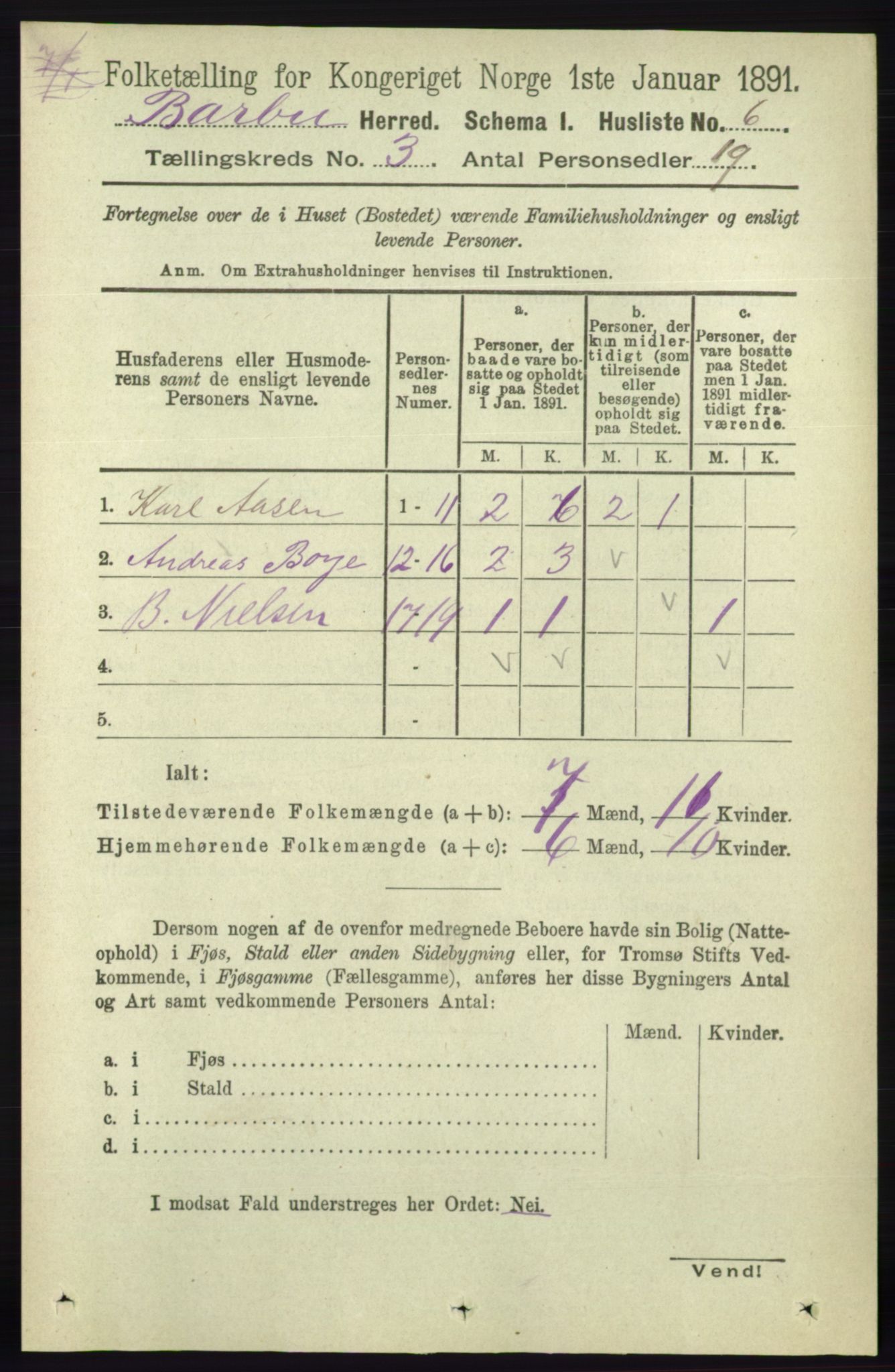 RA, Folketelling 1891 for 0990 Barbu herred, 1891, s. 1395