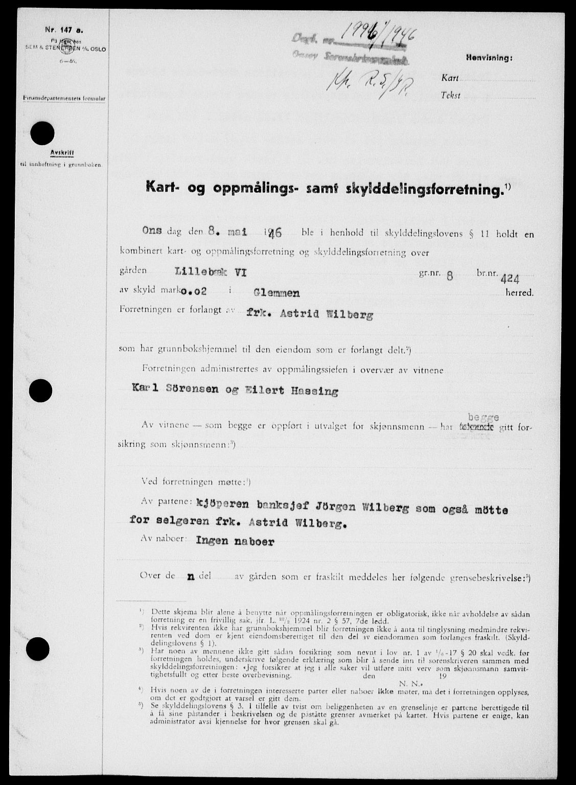 Onsøy sorenskriveri, SAO/A-10474/G/Ga/Gab/L0017: Pantebok nr. II A-17, 1946-1946, Dagboknr: 1996/1946