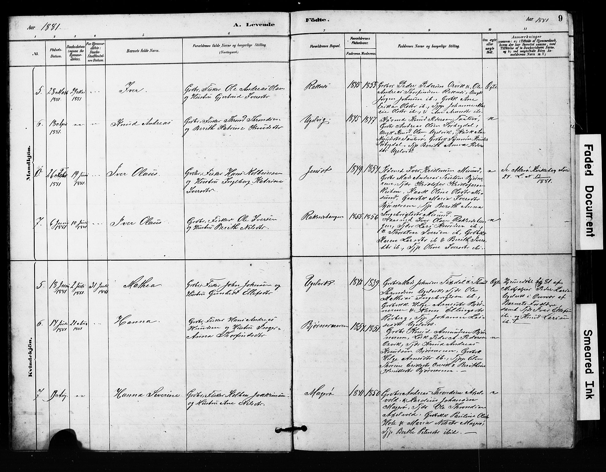 Ministerialprotokoller, klokkerbøker og fødselsregistre - Møre og Romsdal, AV/SAT-A-1454/563/L0737: Klokkerbok nr. 563C01, 1878-1916, s. 9