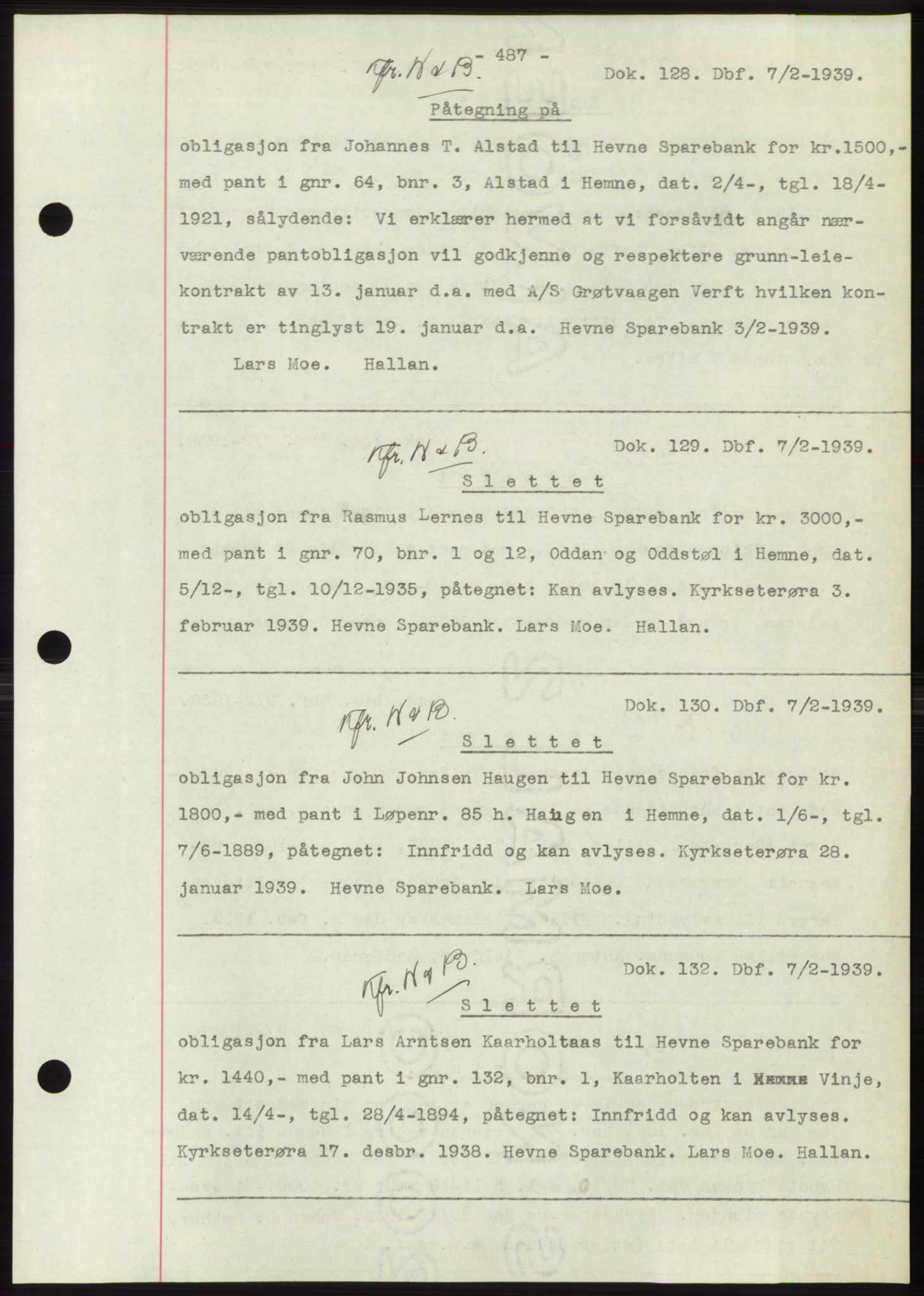 Hitra sorenskriveri, AV/SAT-A-0018/2/2C/2Ca: Pantebok nr. C1, 1936-1945, Dagboknr: 128/1939