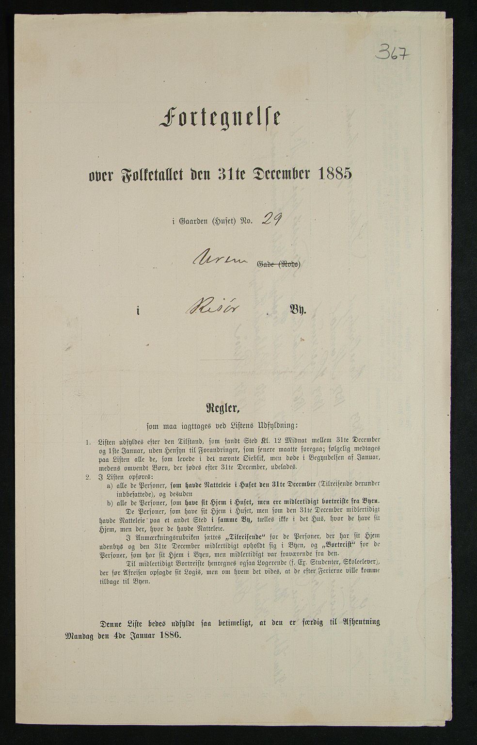 SAK, Folketelling 1885 for 0901 Risør kjøpstad, 1885, s. 367