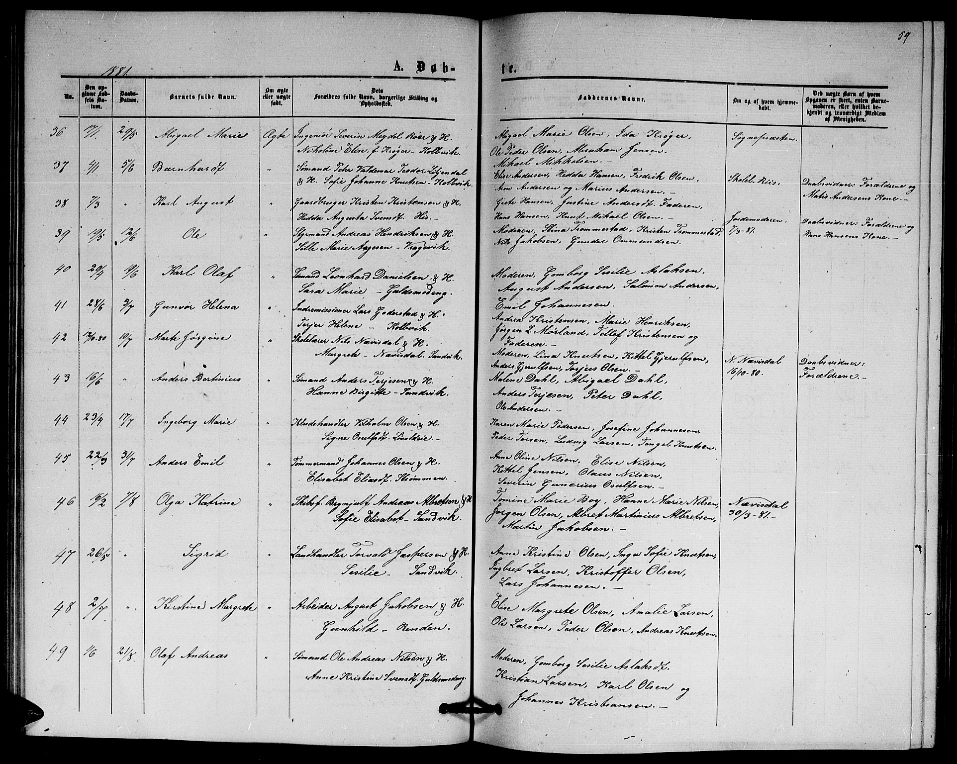 Hisøy sokneprestkontor, AV/SAK-1111-0020/F/Fb/L0002: Klokkerbok nr. B 2, 1873-1885, s. 59
