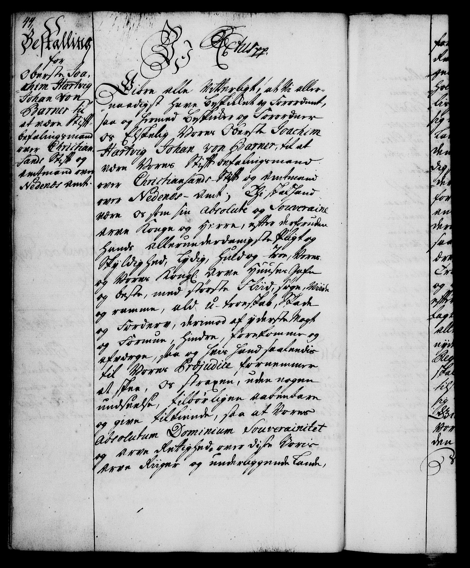 Rentekammeret, Kammerkanselliet, RA/EA-3111/G/Gg/Gge/L0003: Norsk bestallingsprotokoll med register (merket RK 53.27), 1745-1761, s. 44