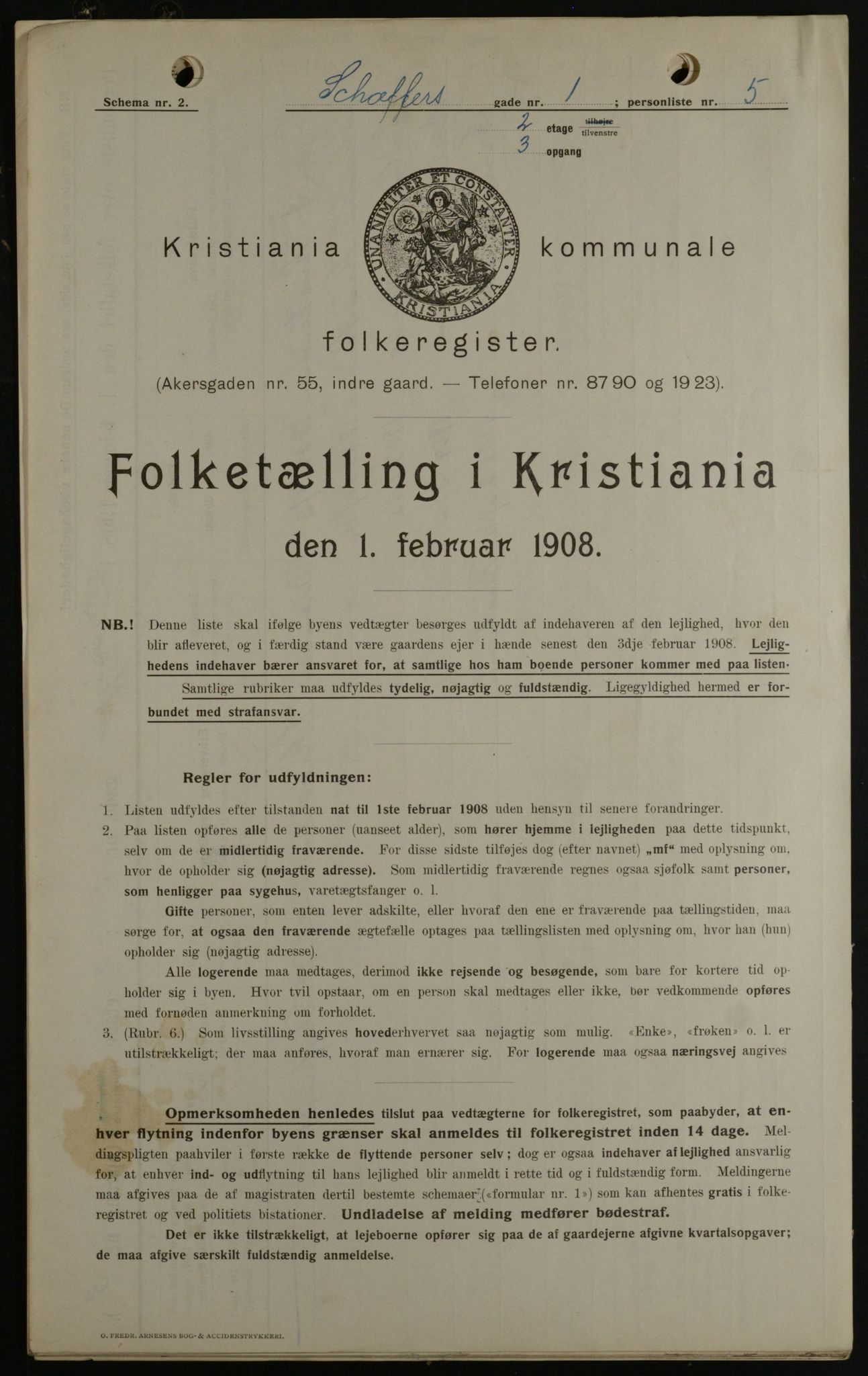 OBA, Kommunal folketelling 1.2.1908 for Kristiania kjøpstad, 1908, s. 83651