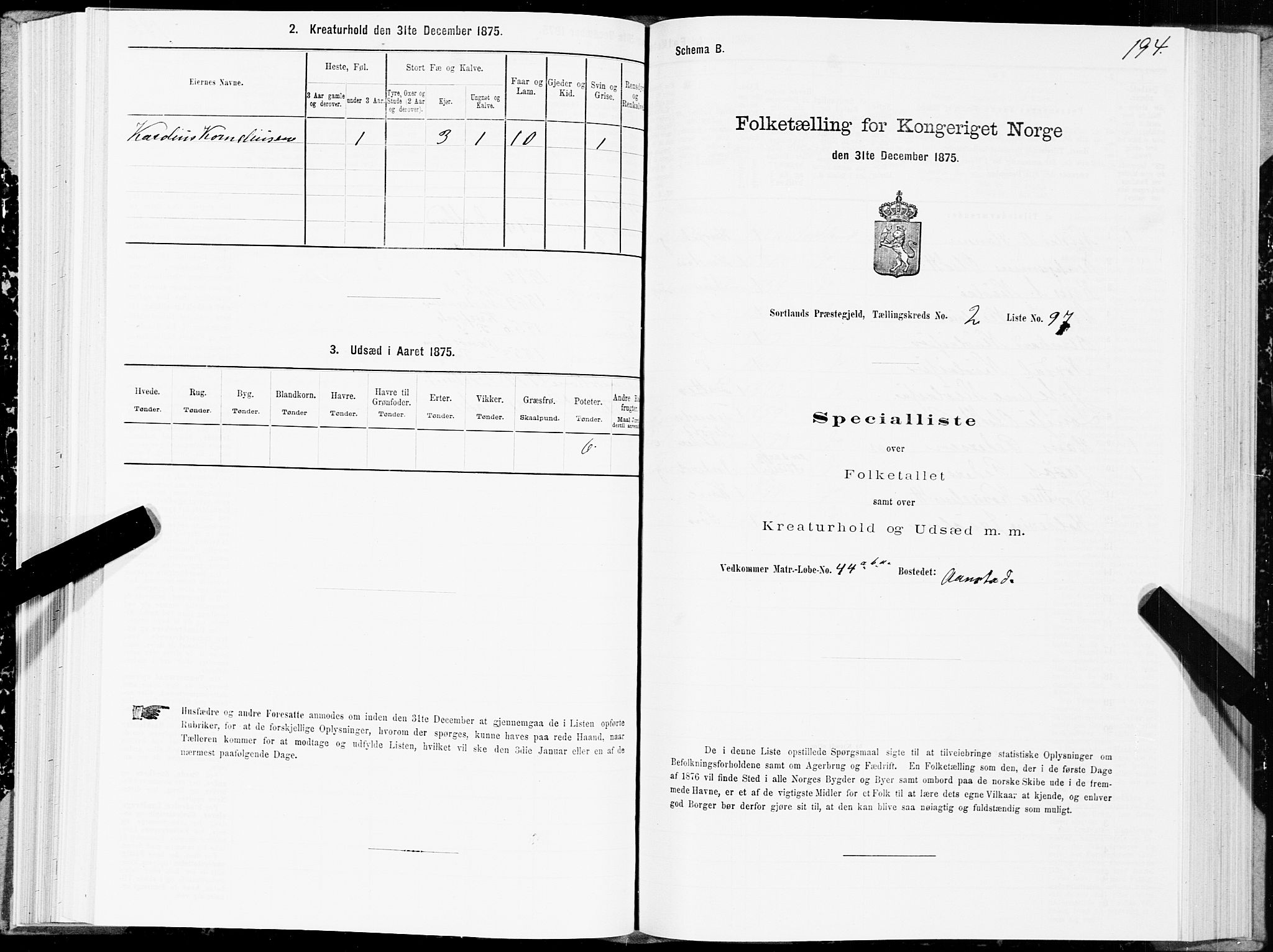 SAT, Folketelling 1875 for 1870P Sortland prestegjeld, 1875, s. 2194