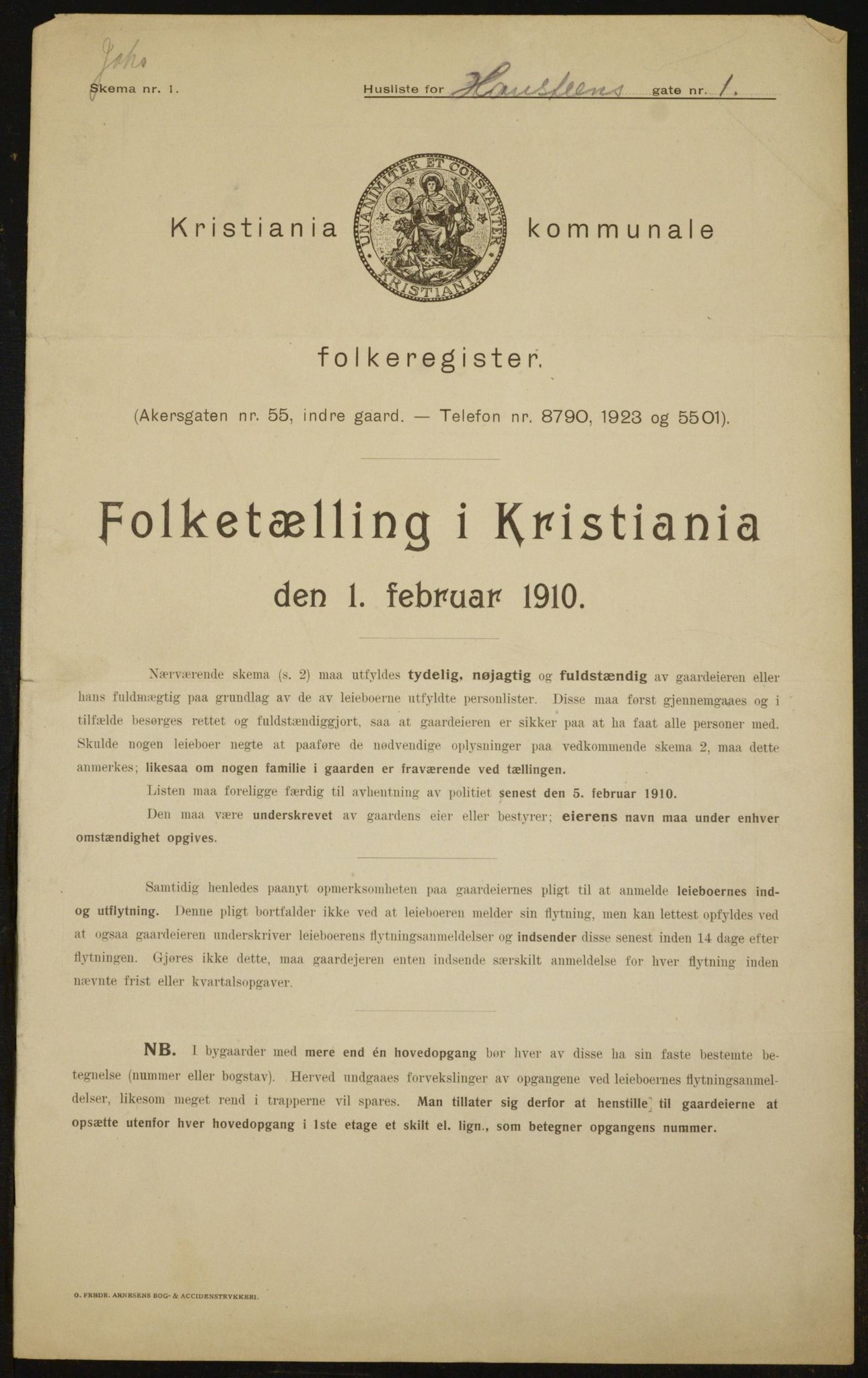 OBA, Kommunal folketelling 1.2.1910 for Kristiania, 1910, s. 32582