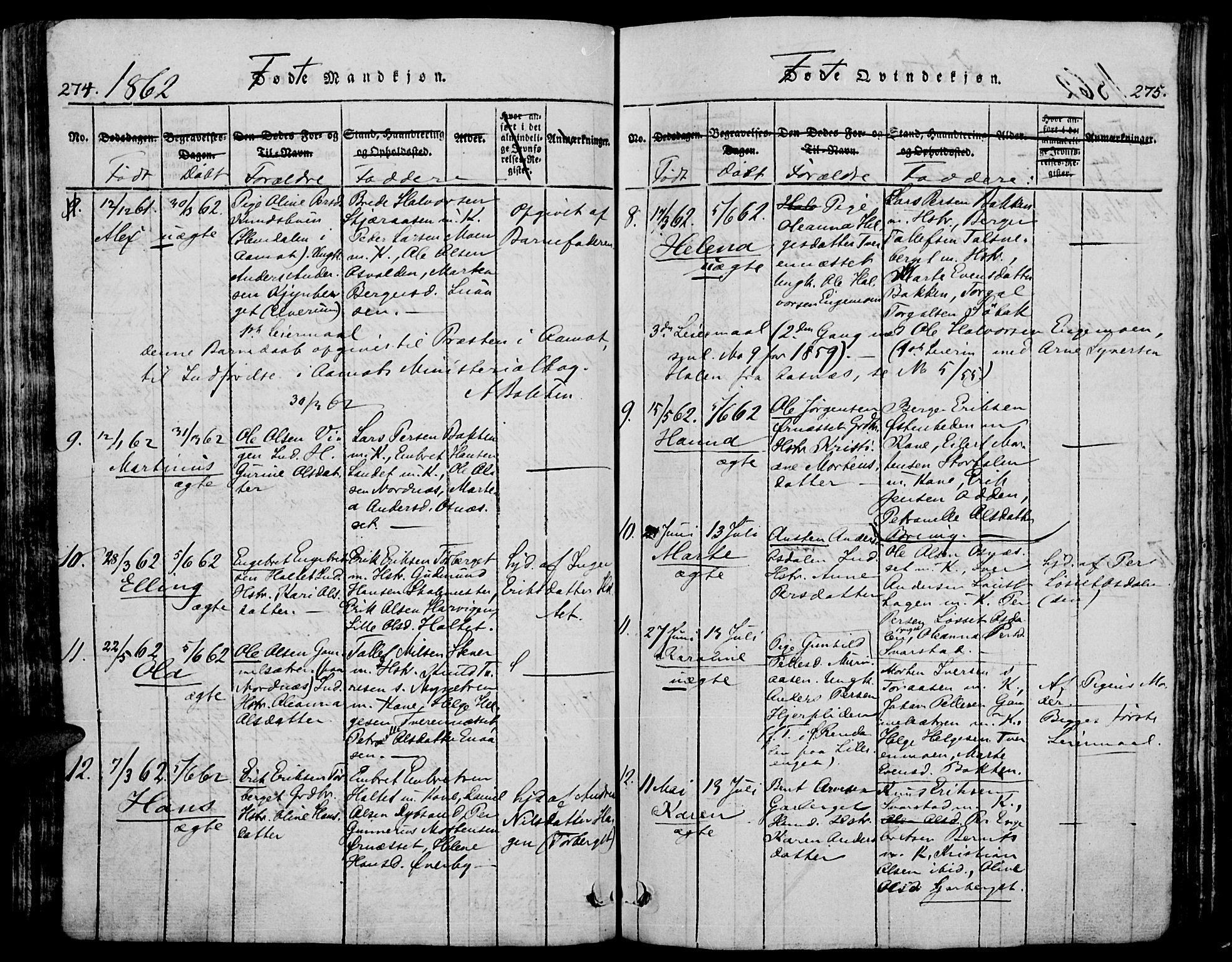 Trysil prestekontor, AV/SAH-PREST-046/H/Ha/Hab/L0005: Klokkerbok nr. 5, 1814-1877, s. 272-273