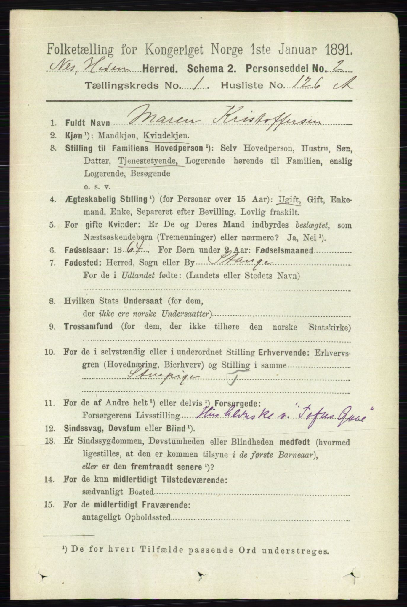 RA, Folketelling 1891 for 0411 Nes herred, 1891, s. 906