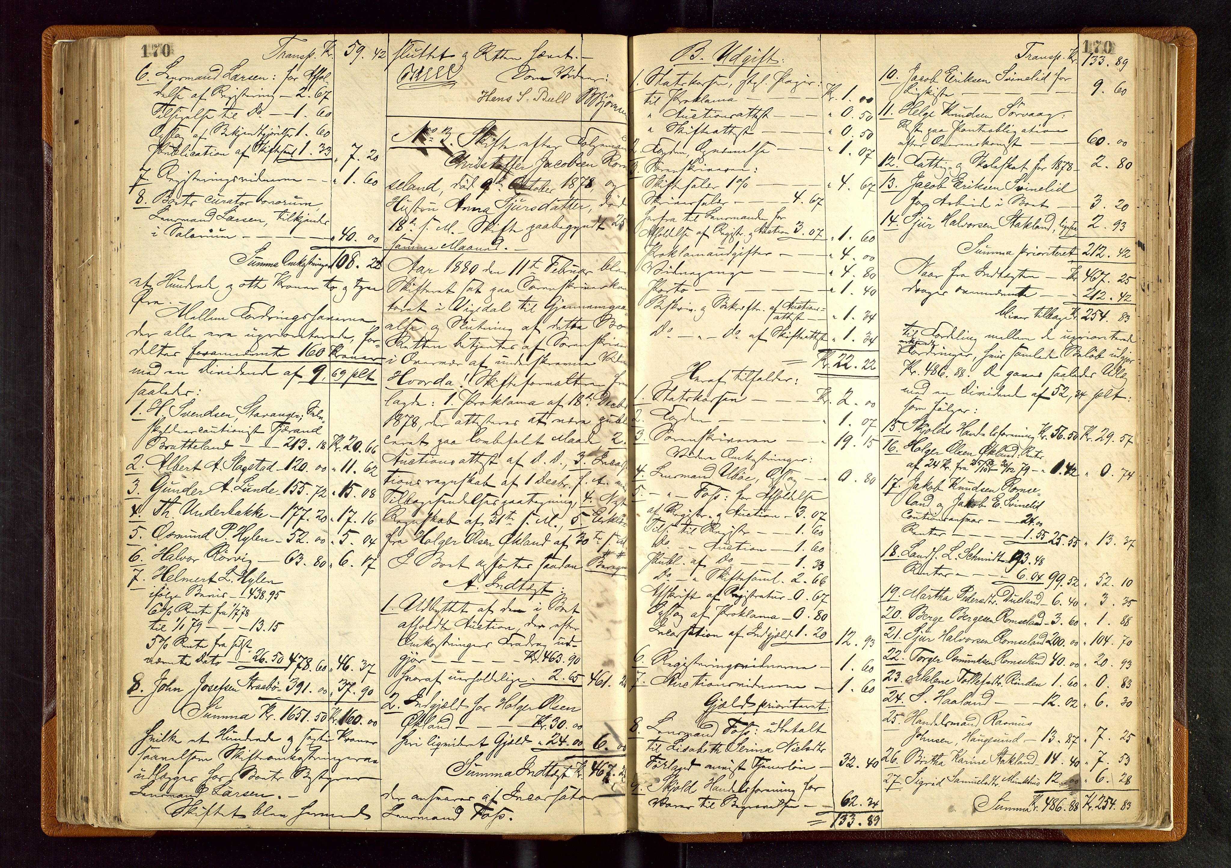 Ryfylke tingrett, AV/SAST-A-100055/001/IV/IVD/L0026: Skifteprotokoll, register i protokollen, 1876-1881, s. 170
