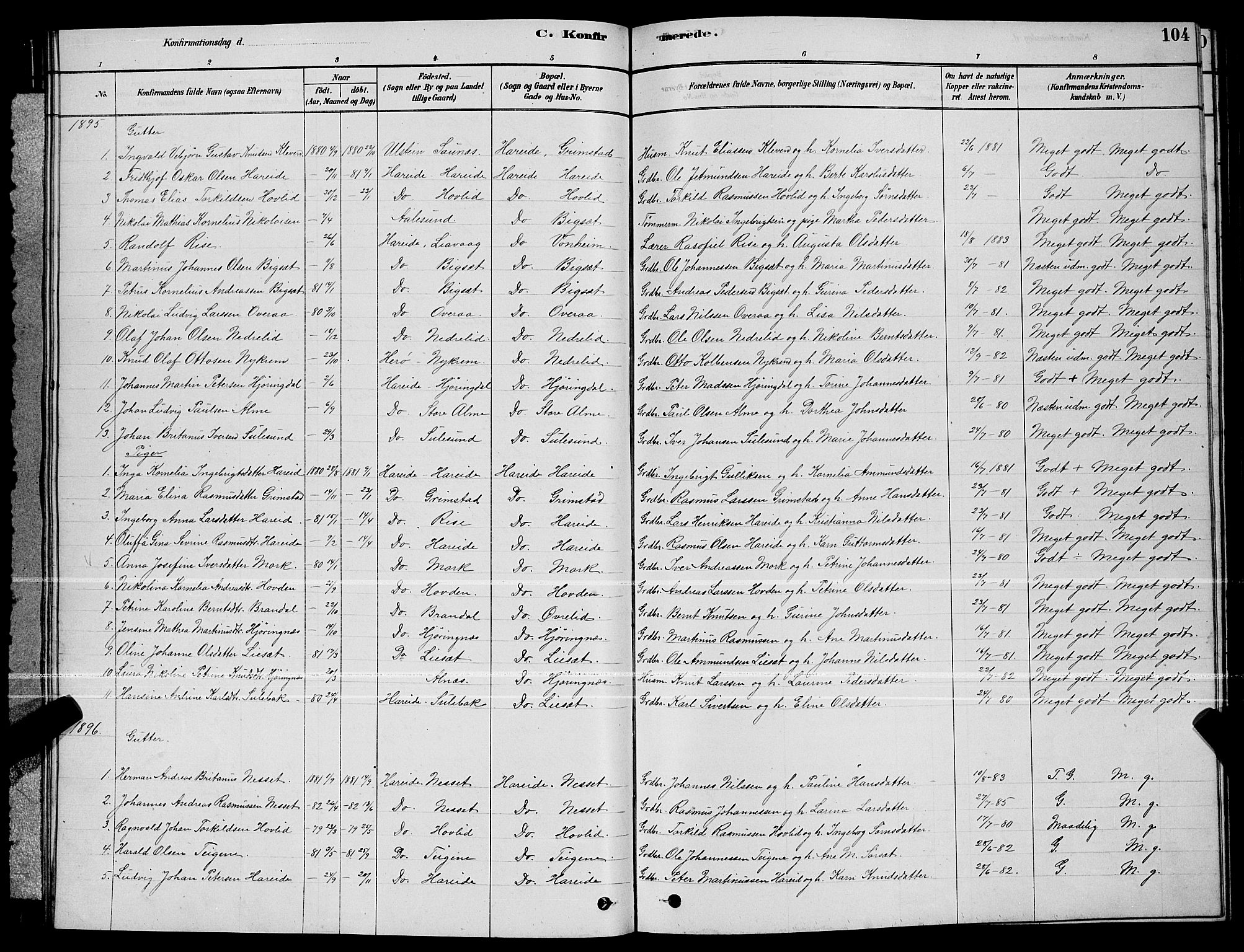 Ministerialprotokoller, klokkerbøker og fødselsregistre - Møre og Romsdal, SAT/A-1454/510/L0125: Klokkerbok nr. 510C02, 1878-1900, s. 104