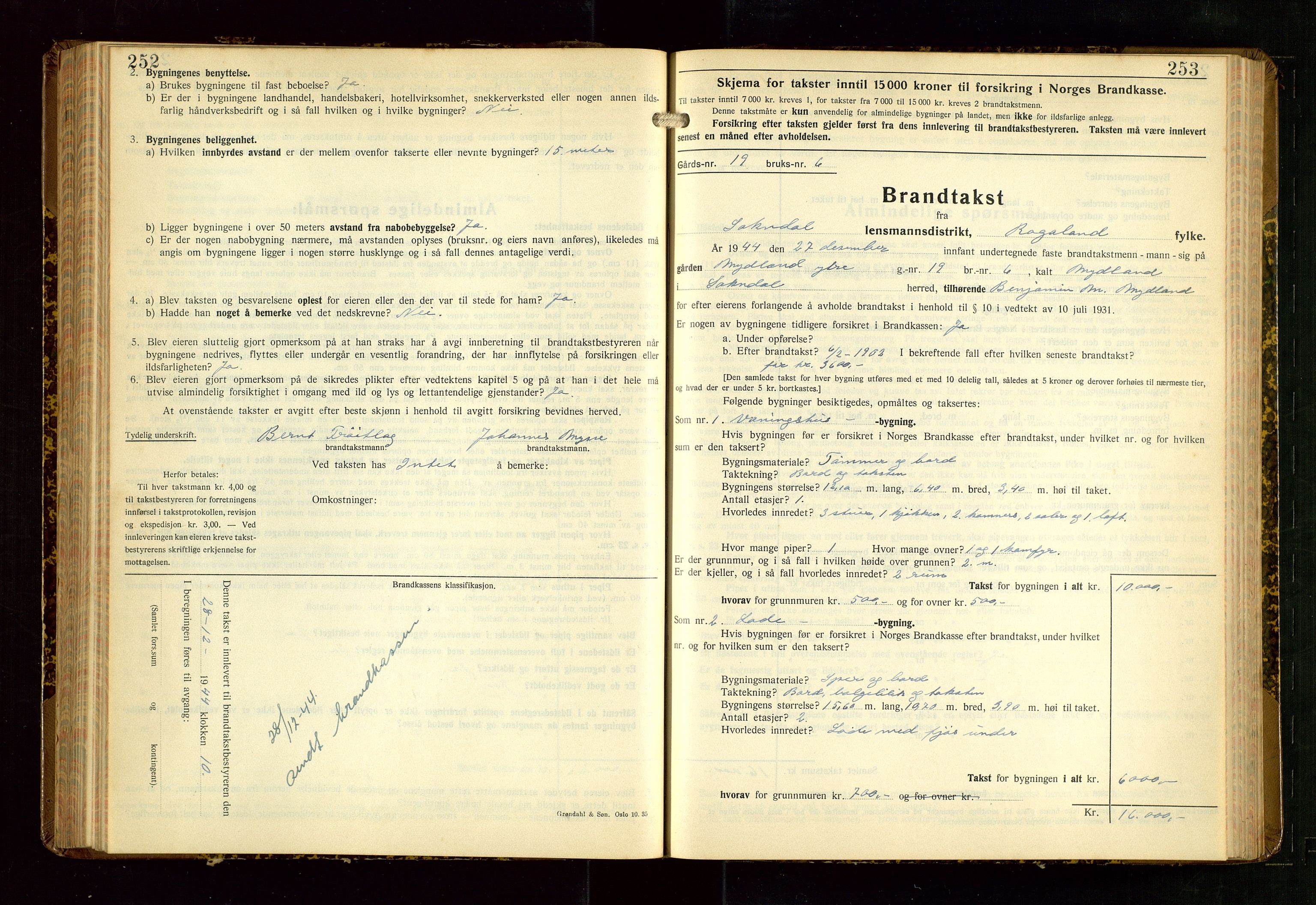 Sokndal lensmannskontor, AV/SAST-A-100417/Gob/L0008: "Brandtakst-Protokoll", 1937-1955, s. 252-253