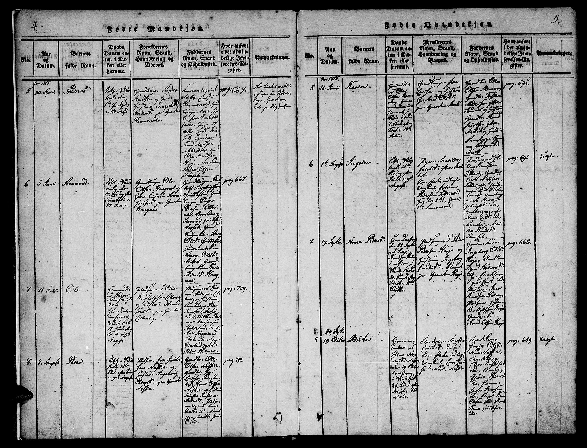 Ministerialprotokoller, klokkerbøker og fødselsregistre - Møre og Romsdal, SAT/A-1454/547/L0602: Ministerialbok nr. 547A04, 1818-1845, s. 4-5