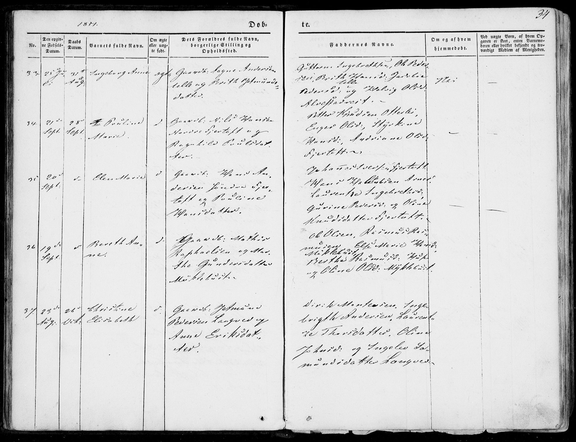 Ministerialprotokoller, klokkerbøker og fødselsregistre - Møre og Romsdal, AV/SAT-A-1454/536/L0497: Ministerialbok nr. 536A06, 1845-1865, s. 34