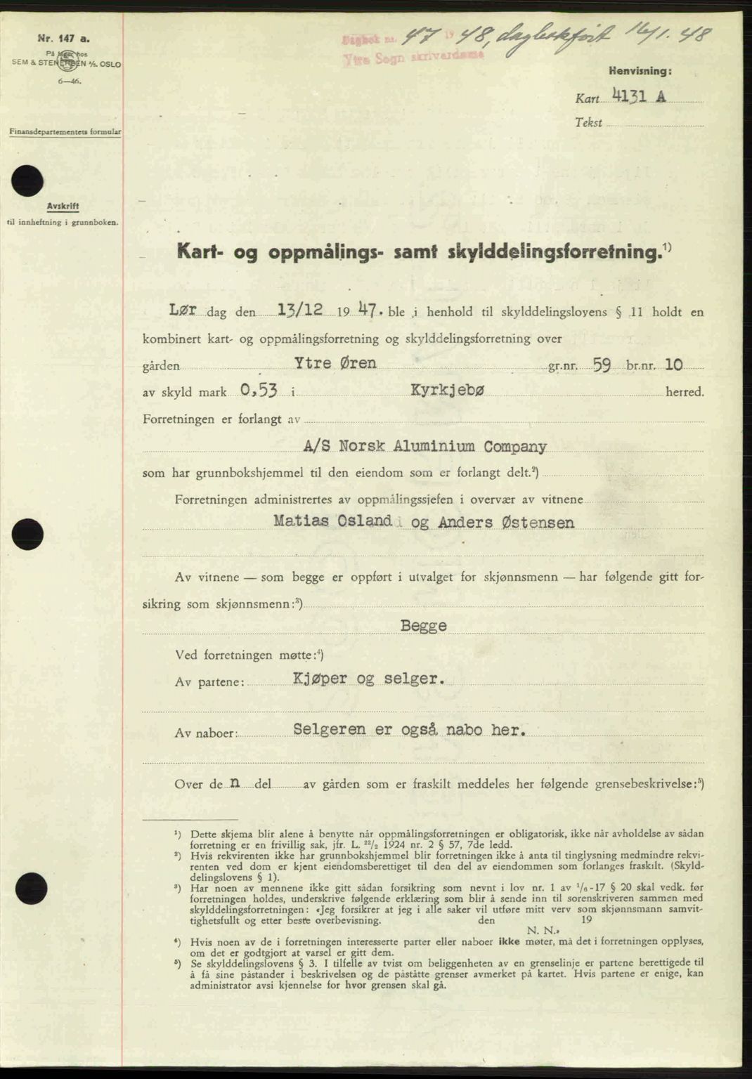 Ytre Sogn tingrett, SAB/A-2601/1/G/Gbb/L0005: Pantebok nr. A3 - A4 (B2), 1947-1948, Dagboknr: 47/1948