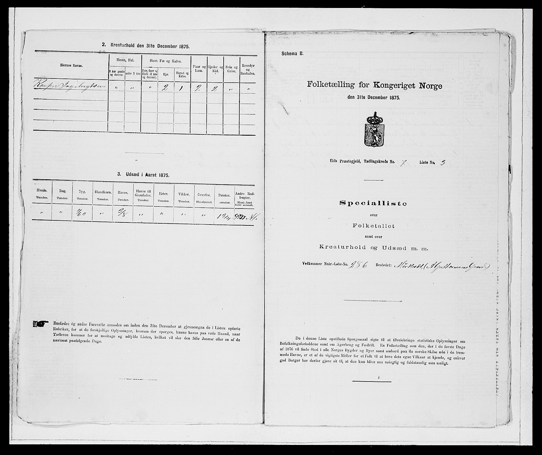 SAB, Folketelling 1875 for 1443P Eid prestegjeld, 1875, s. 815