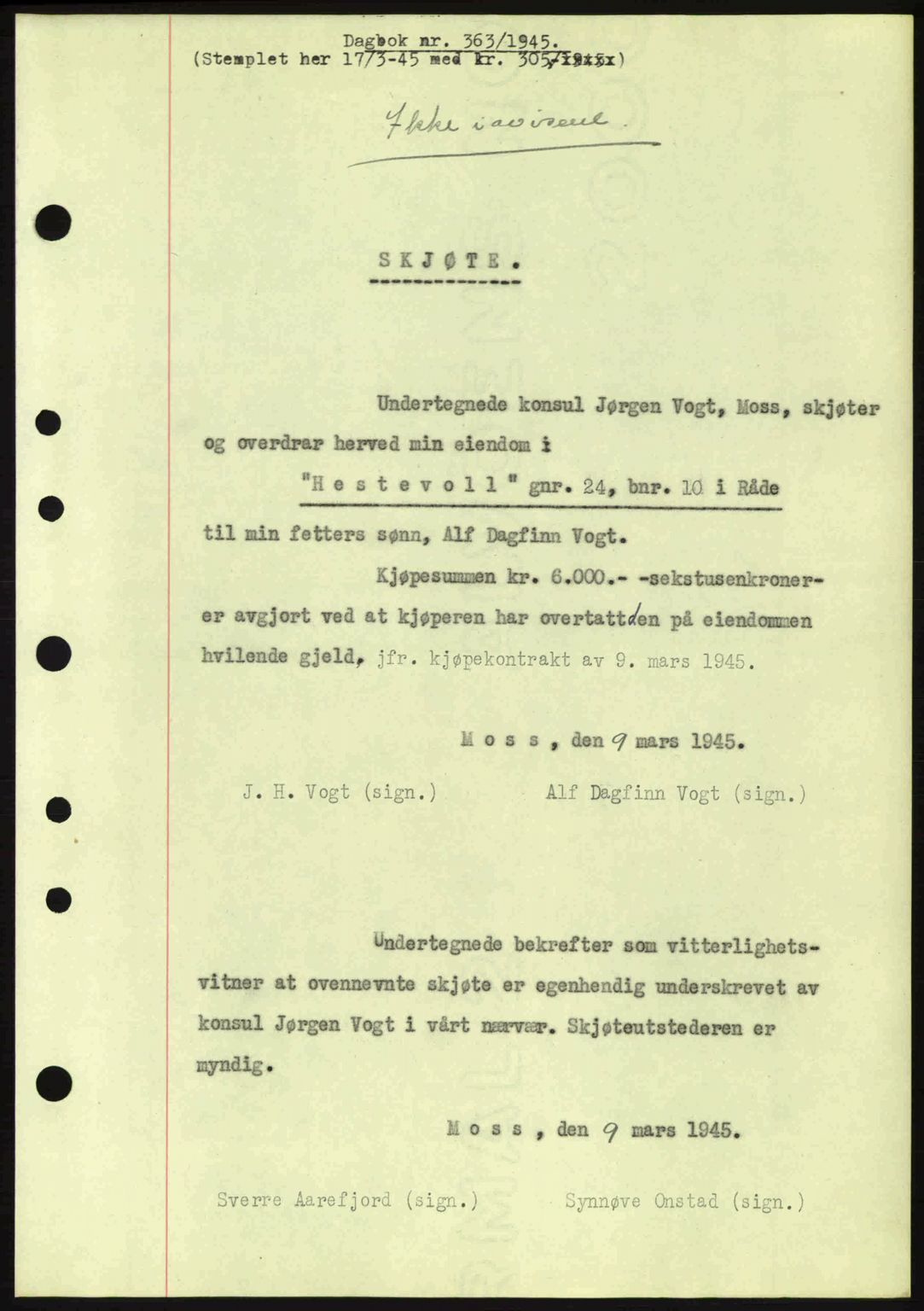 Moss sorenskriveri, SAO/A-10168: Pantebok nr. A13, 1944-1945, Dagboknr: 363/1945