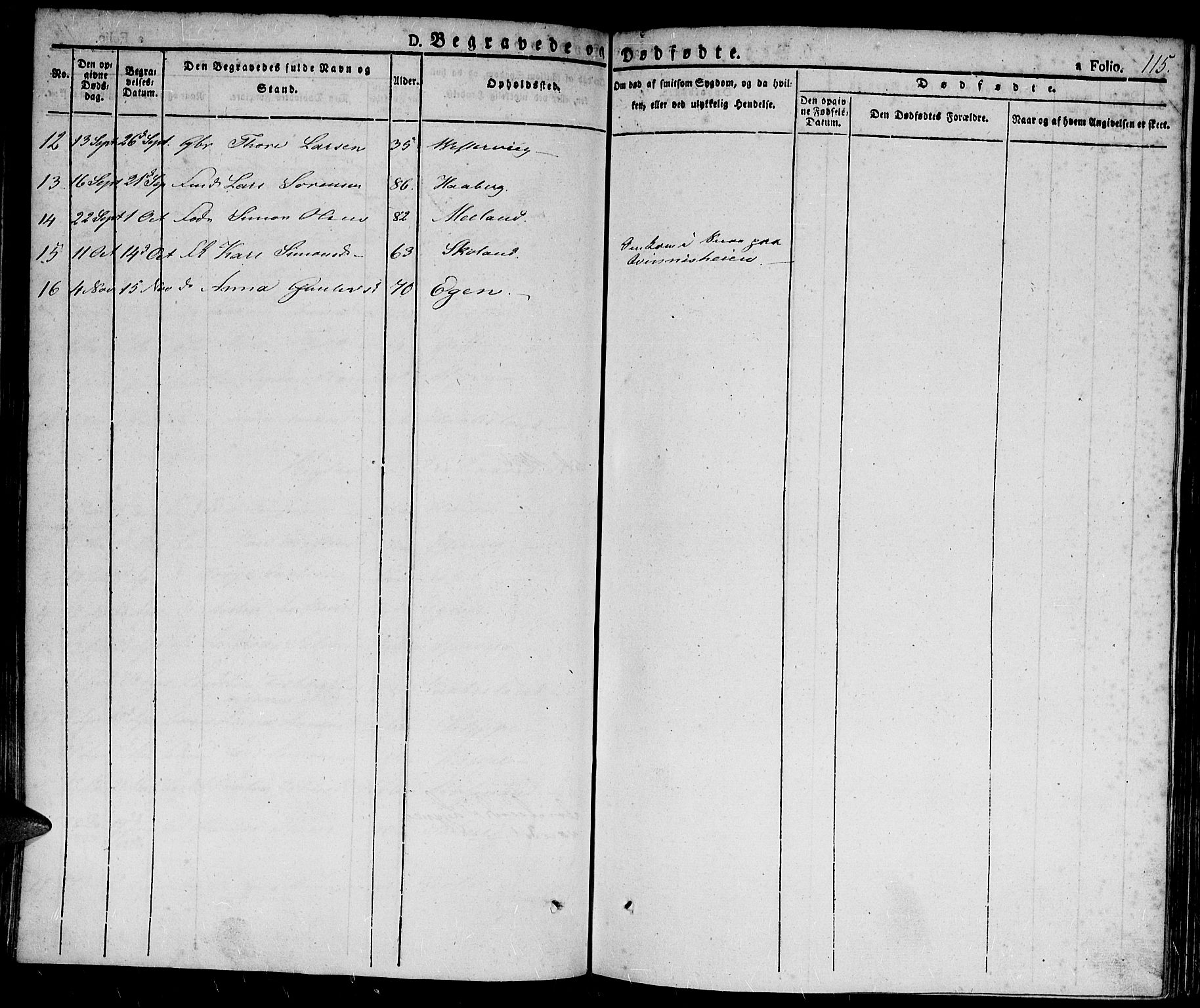 Hægebostad sokneprestkontor, SAK/1111-0024/F/Fa/Fab/L0001: Ministerialbok nr. A 1, 1823-1867, s. 115