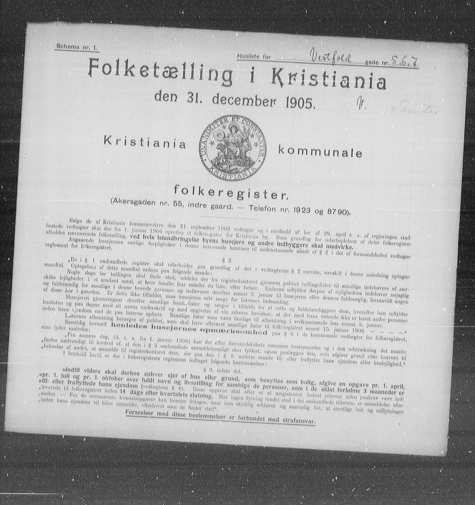OBA, Kommunal folketelling 31.12.1905 for Kristiania kjøpstad, 1905, s. 64376