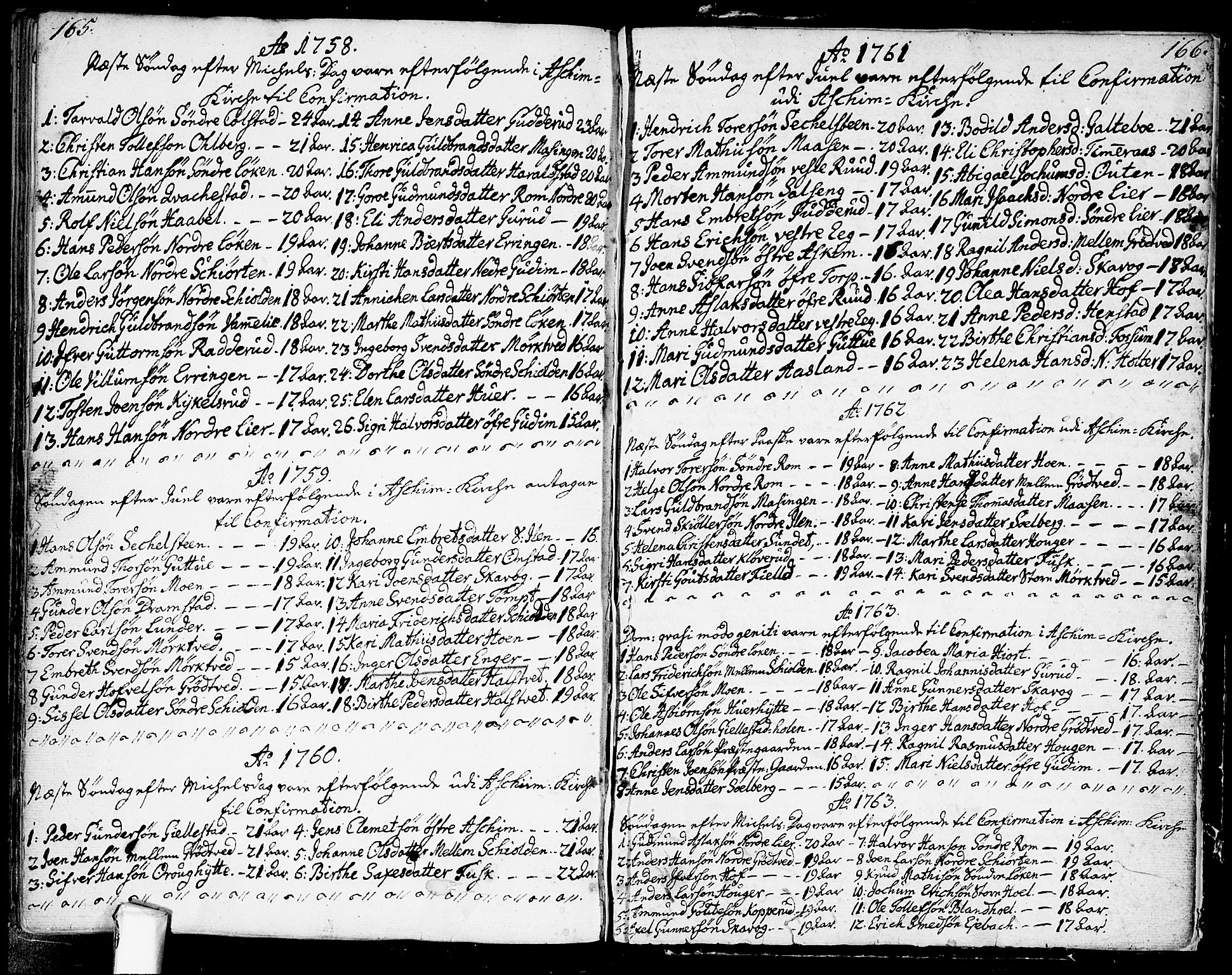 Askim prestekontor Kirkebøker, SAO/A-10900/F/Fa/L0002: Ministerialbok nr. 2, 1758-1789, s. 165-166