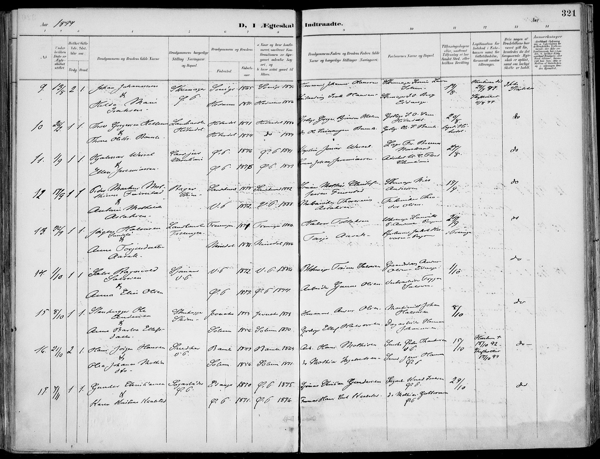 Porsgrunn kirkebøker , AV/SAKO-A-104/F/Fa/L0011: Ministerialbok nr. 11, 1895-1919, s. 321
