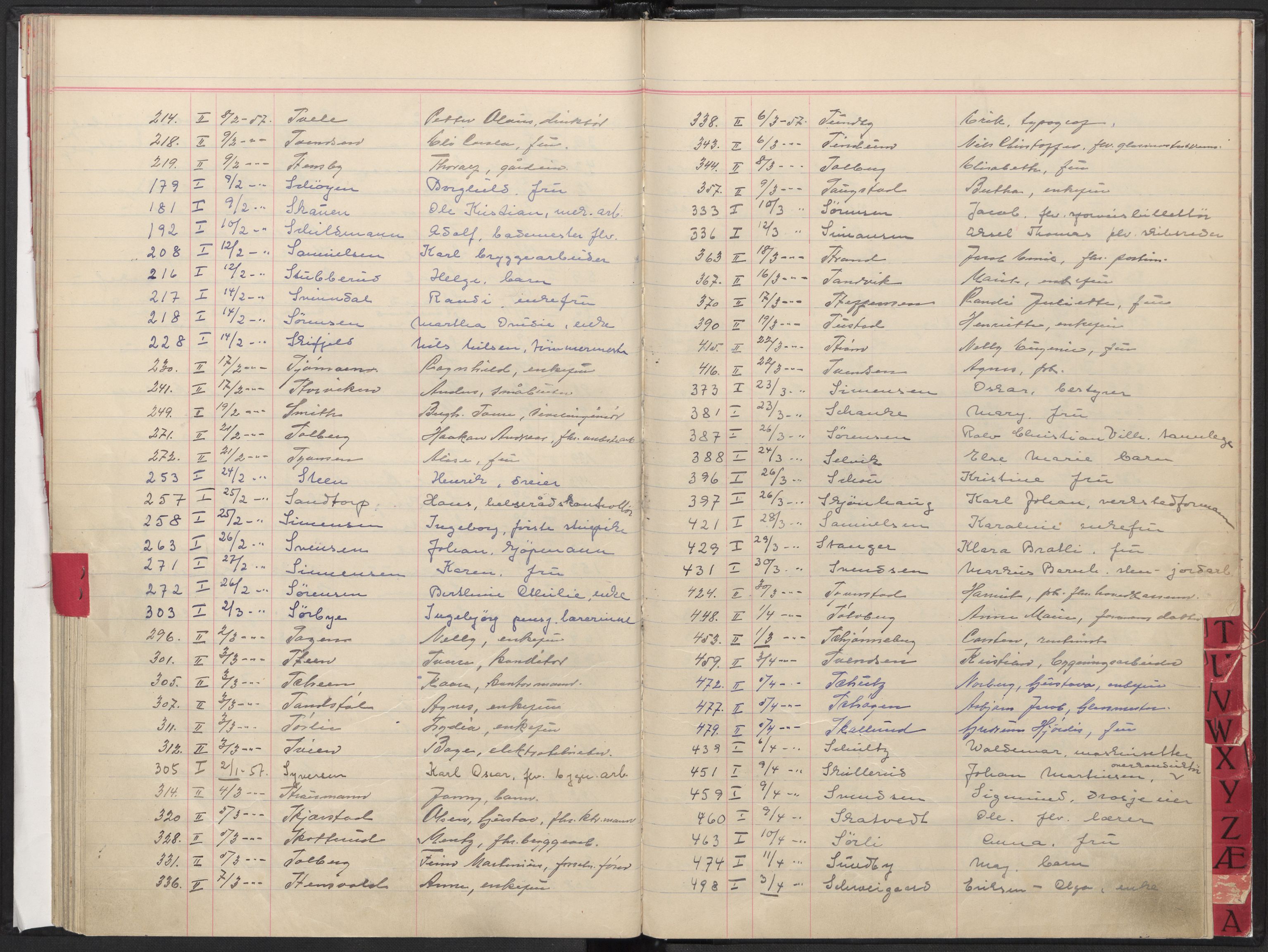 Oslo skifterett, AV/SAO-A-10383/F/Fa/Faa/L0057: Register til dødsfallsprotokollene, 1957