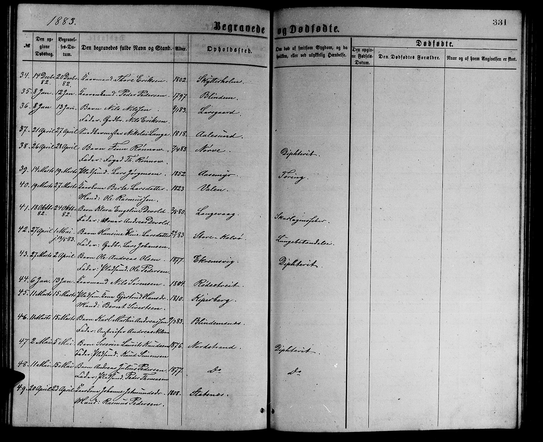 Ministerialprotokoller, klokkerbøker og fødselsregistre - Møre og Romsdal, AV/SAT-A-1454/528/L0429: Klokkerbok nr. 528C10, 1872-1886, s. 331