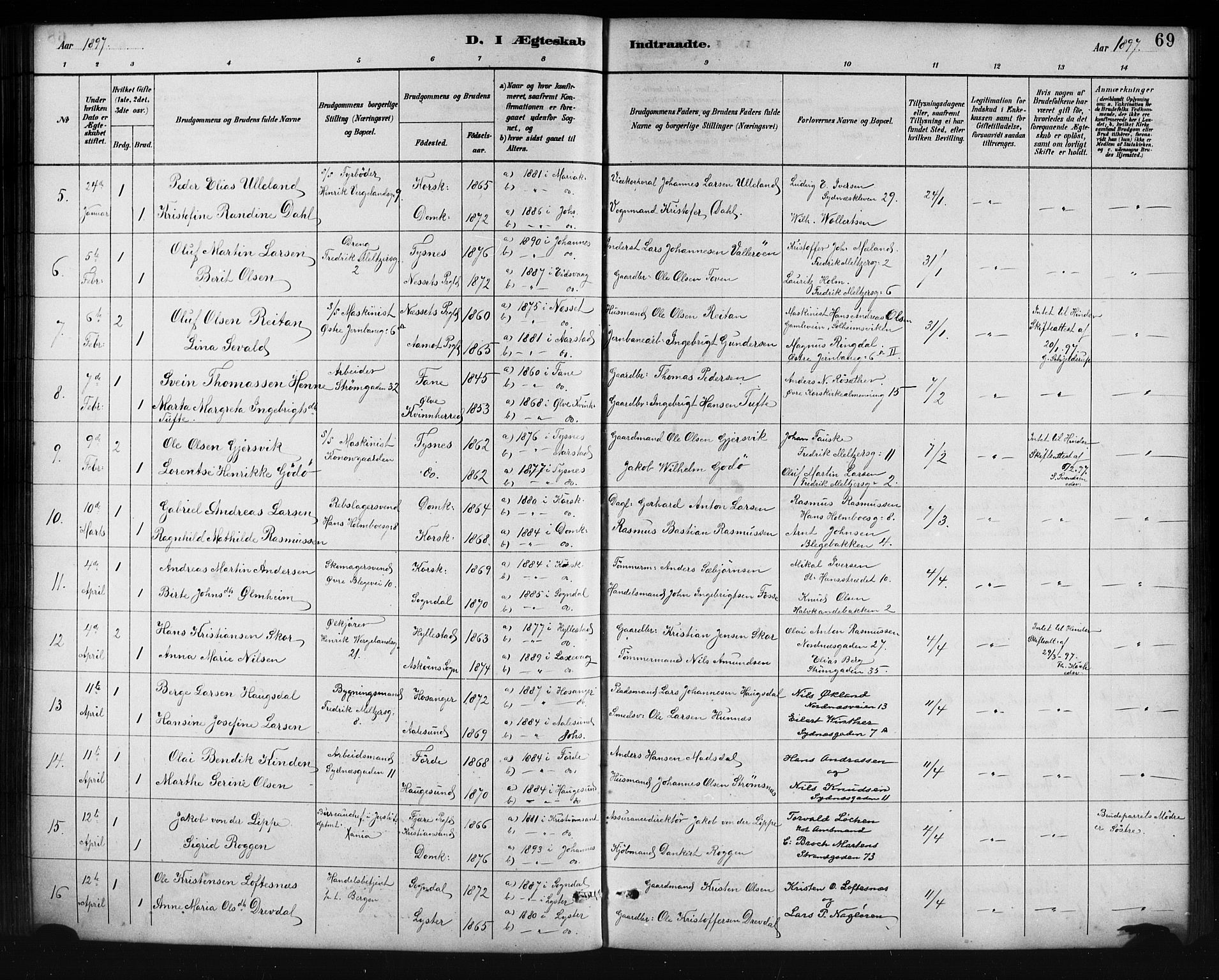 Johanneskirken sokneprestembete, AV/SAB-A-76001/H/Hab: Klokkerbok nr. C 1, 1885-1912, s. 69