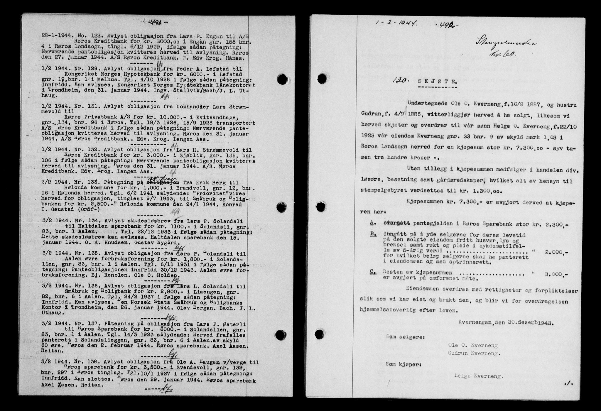 Gauldal sorenskriveri, SAT/A-0014/1/2/2C/L0057: Pantebok nr. 62, 1943-1944, Dagboknr: 130/1944