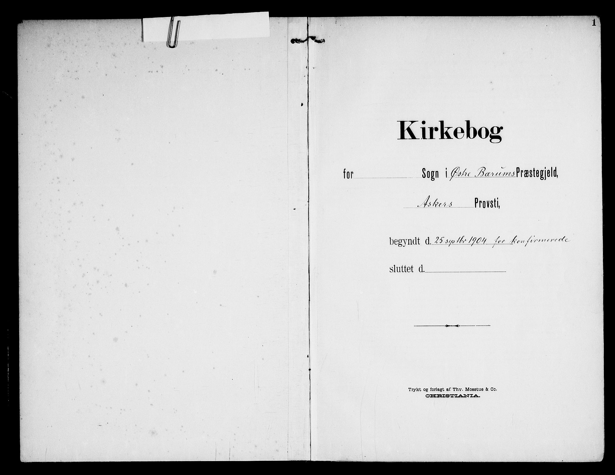 Østre Bærum prestekontor Kirkebøker, SAO/A-10887/F/Fa/L0002: Ministerialbok nr. 2, 1904-1924, s. 1