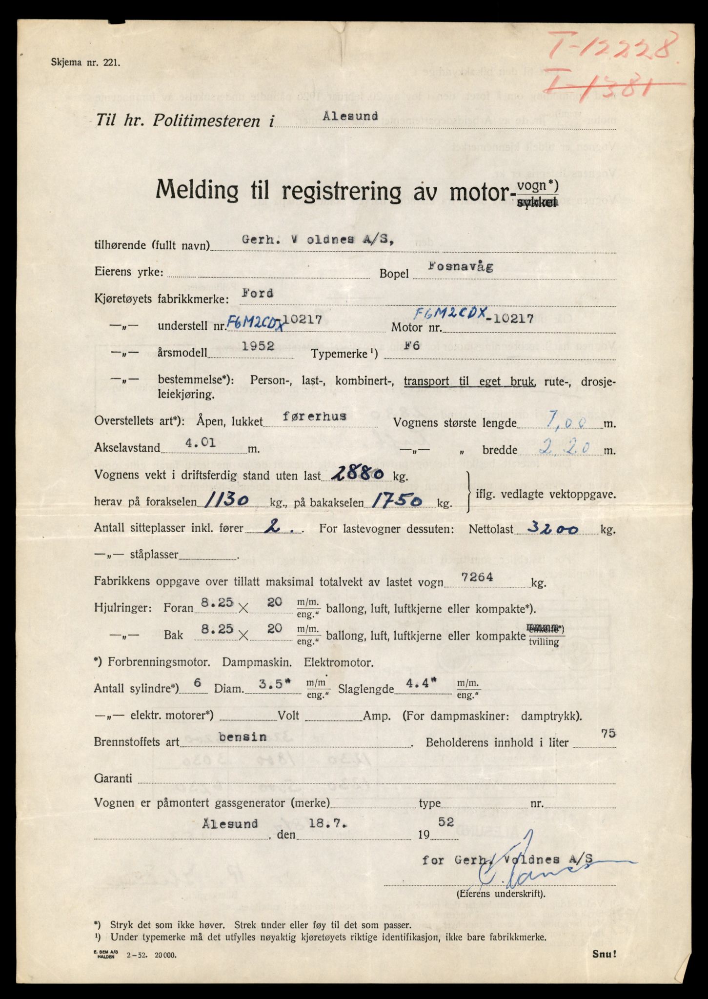 Møre og Romsdal vegkontor - Ålesund trafikkstasjon, AV/SAT-A-4099/F/Fe/L0035: Registreringskort for kjøretøy T 12653 - T 12829, 1927-1998, s. 717