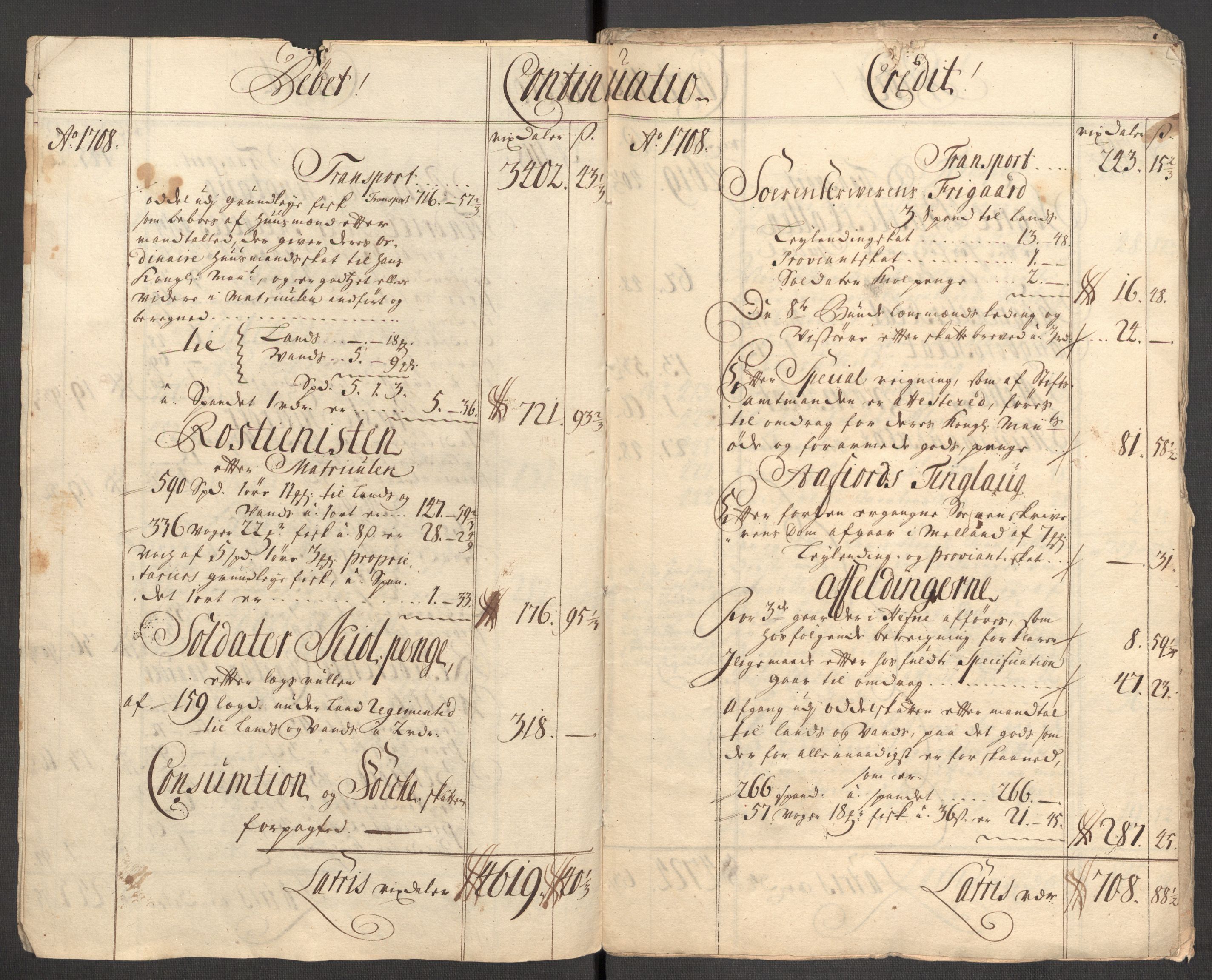 Rentekammeret inntil 1814, Reviderte regnskaper, Fogderegnskap, RA/EA-4092/R57/L3858: Fogderegnskap Fosen, 1708-1709, s. 7