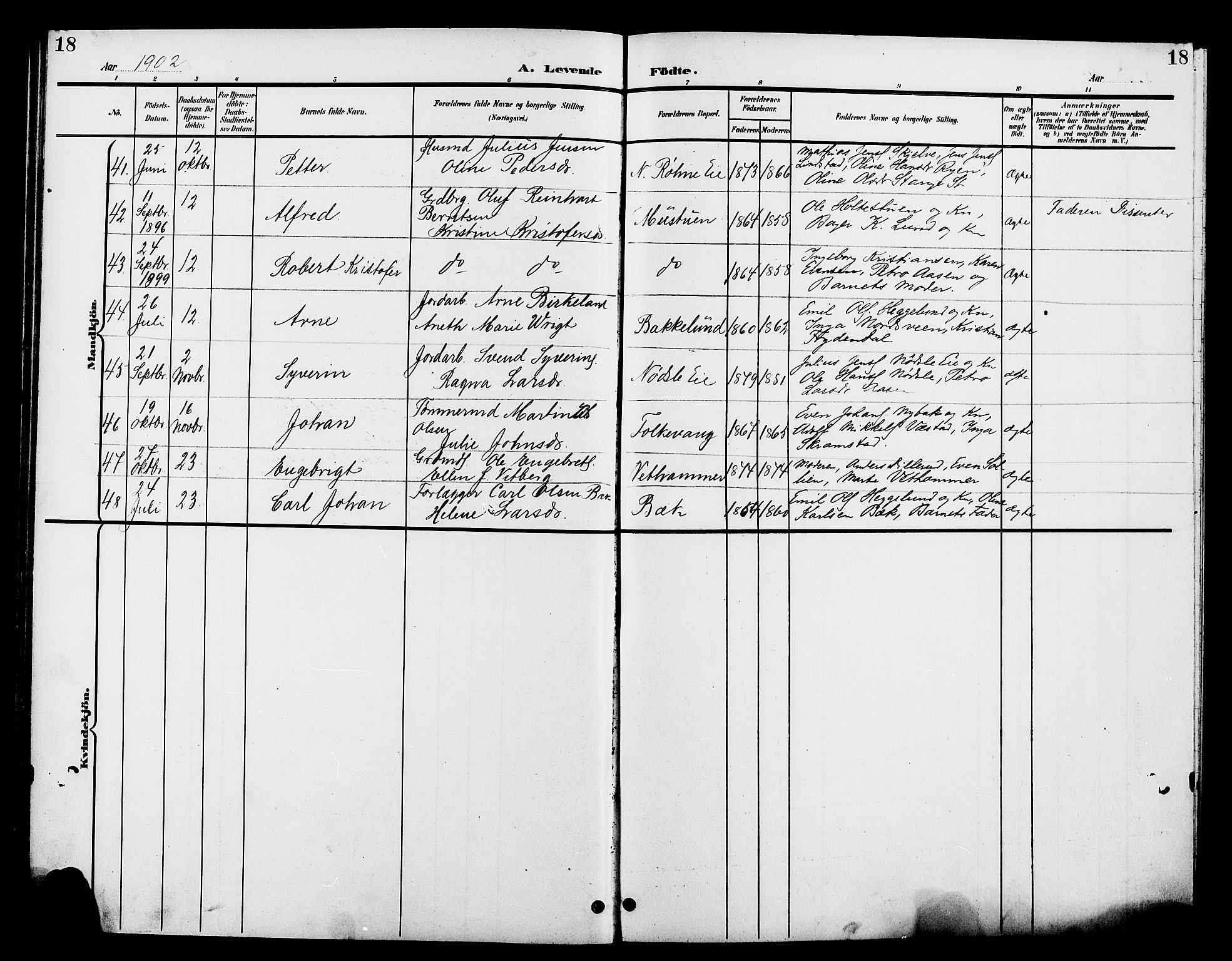 Stange prestekontor, AV/SAH-PREST-002/L/L0012: Klokkerbok nr. 12, 1900-1908, s. 18