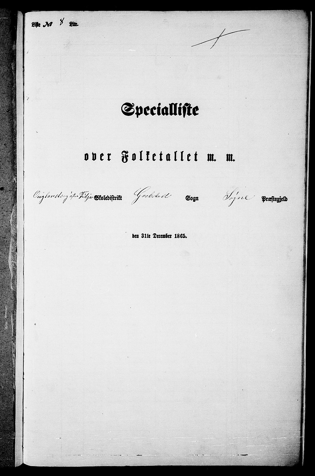 RA, Folketelling 1865 for 1018P Søgne prestegjeld, 1865, s. 146