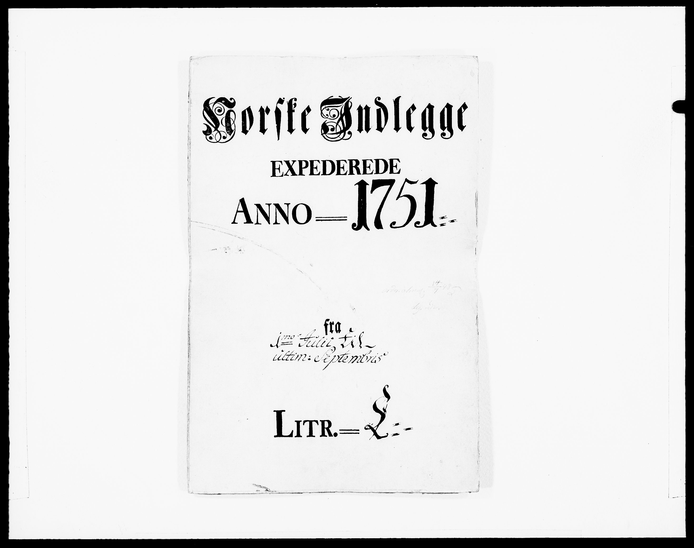 Danske Kanselli 1572-1799, RA/EA-3023/F/Fc/Fcc/Fcca/L0159: Norske innlegg 1572-1799, 1751, s. 1