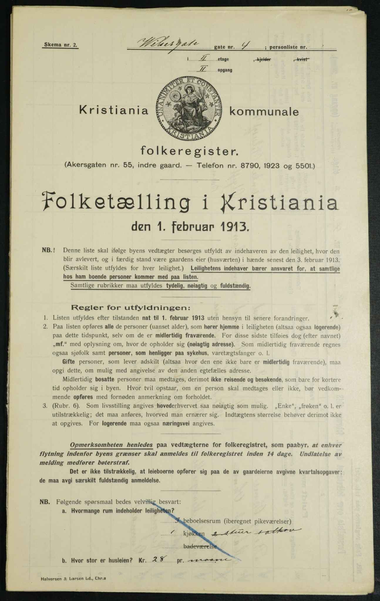 OBA, Kommunal folketelling 1.2.1913 for Kristiania, 1913, s. 128285