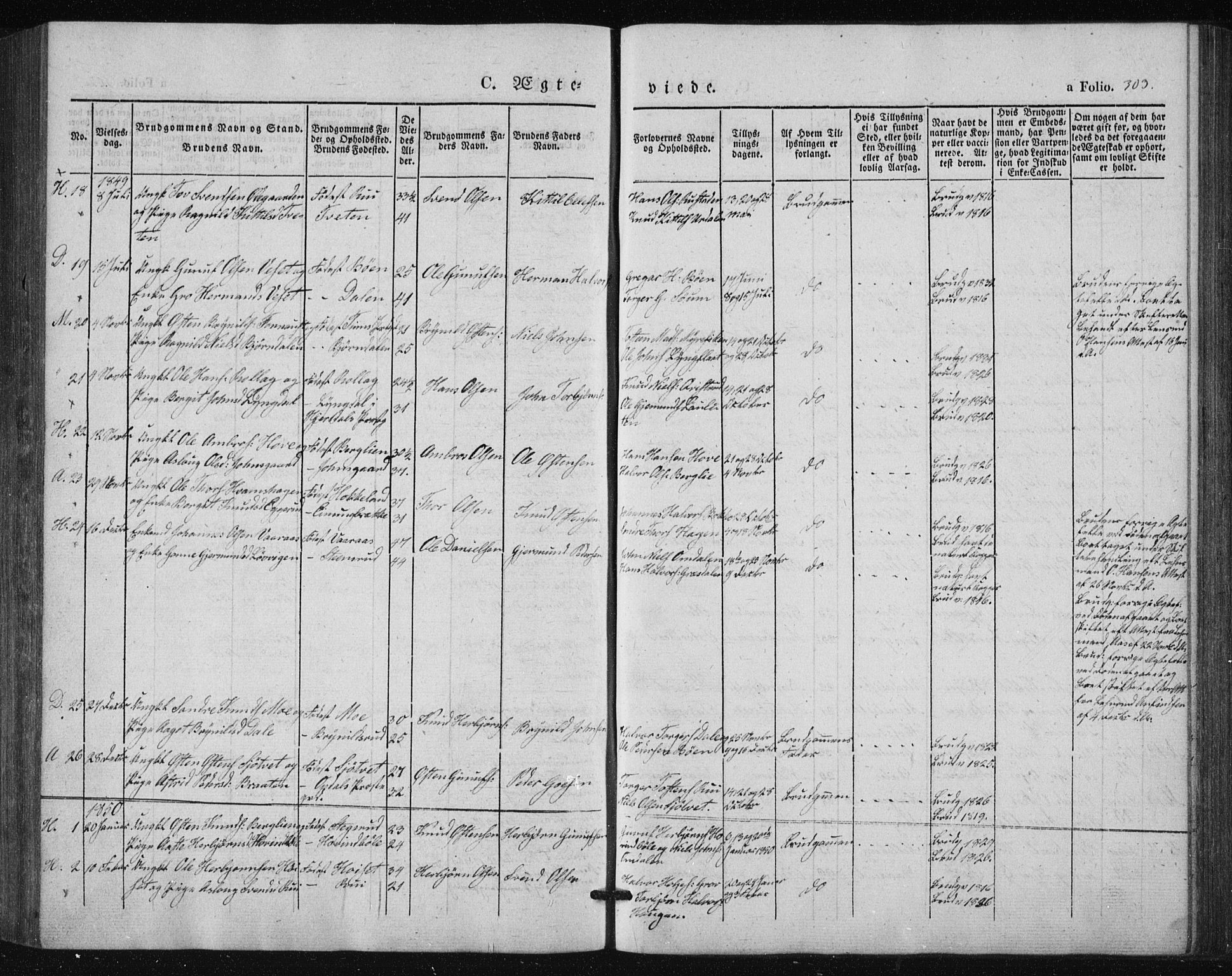 Tinn kirkebøker, AV/SAKO-A-308/F/Fa/L0005: Ministerialbok nr. I 5, 1844-1856, s. 303