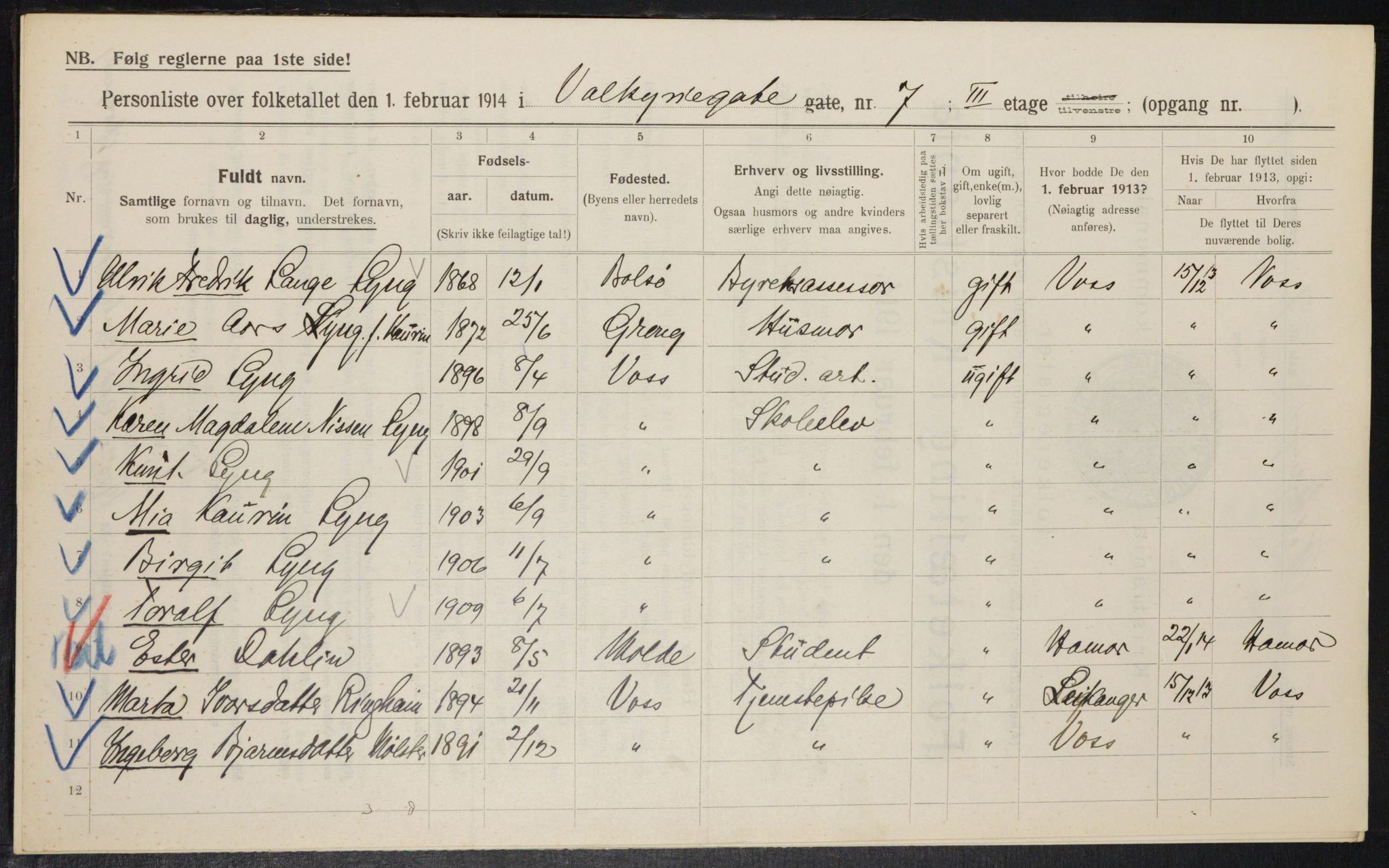 OBA, Kommunal folketelling 1.2.1914 for Kristiania, 1914, s. 122728