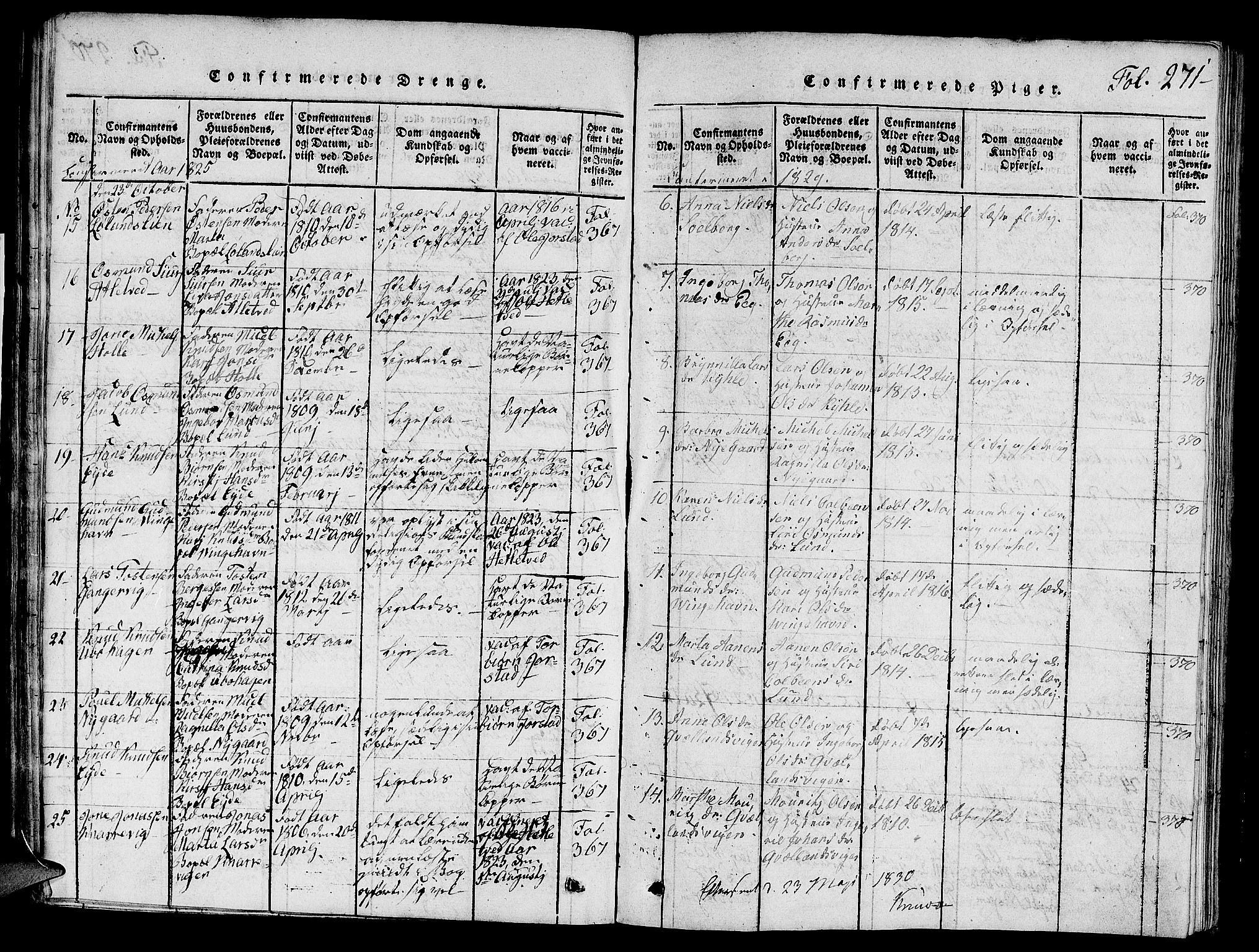 Nedstrand sokneprestkontor, AV/SAST-A-101841/01/V: Klokkerbok nr. B 1 /2, 1816-1847, s. 271