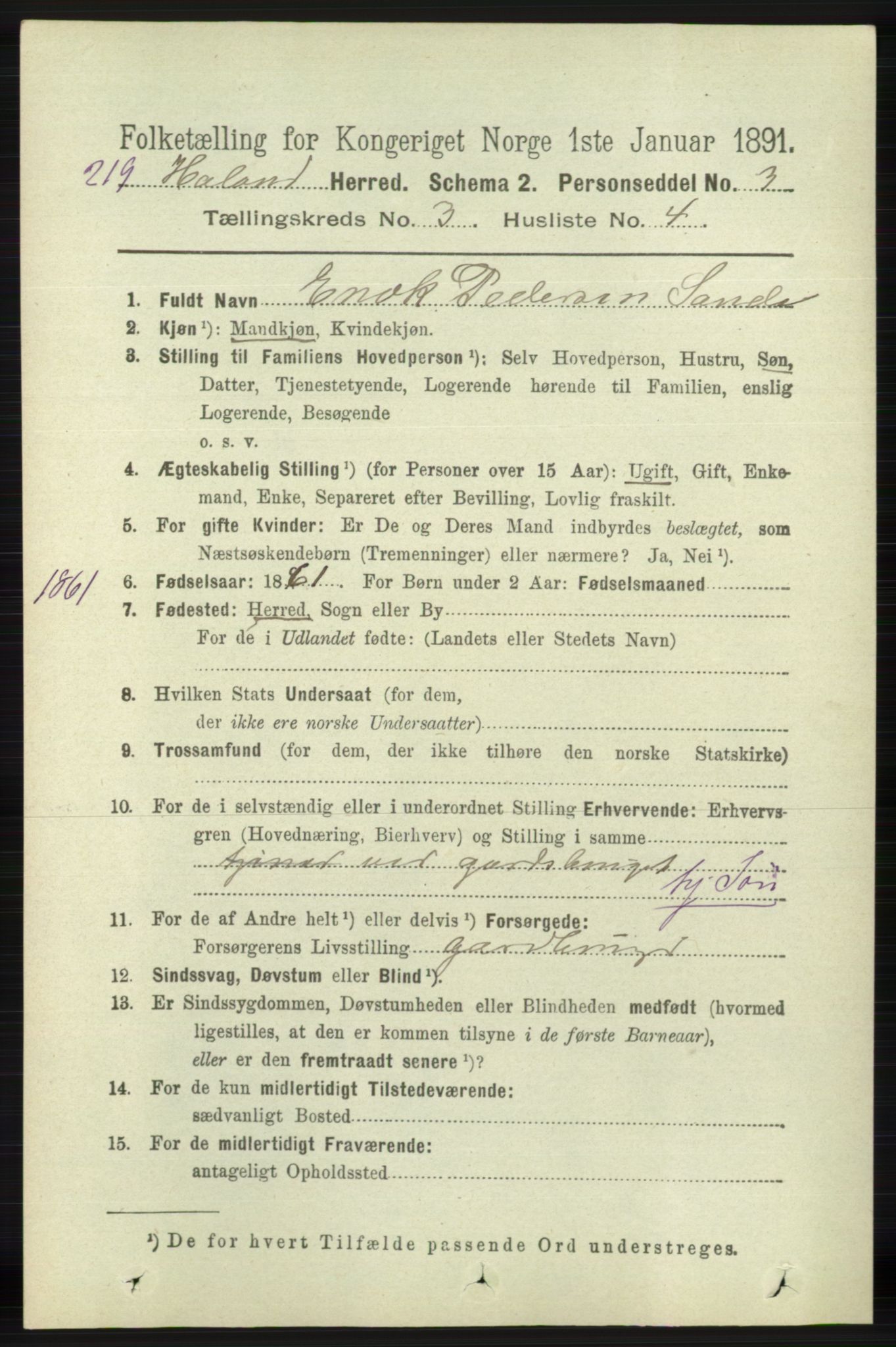 RA, Folketelling 1891 for 1124 Haaland herred, 1891, s. 1731
