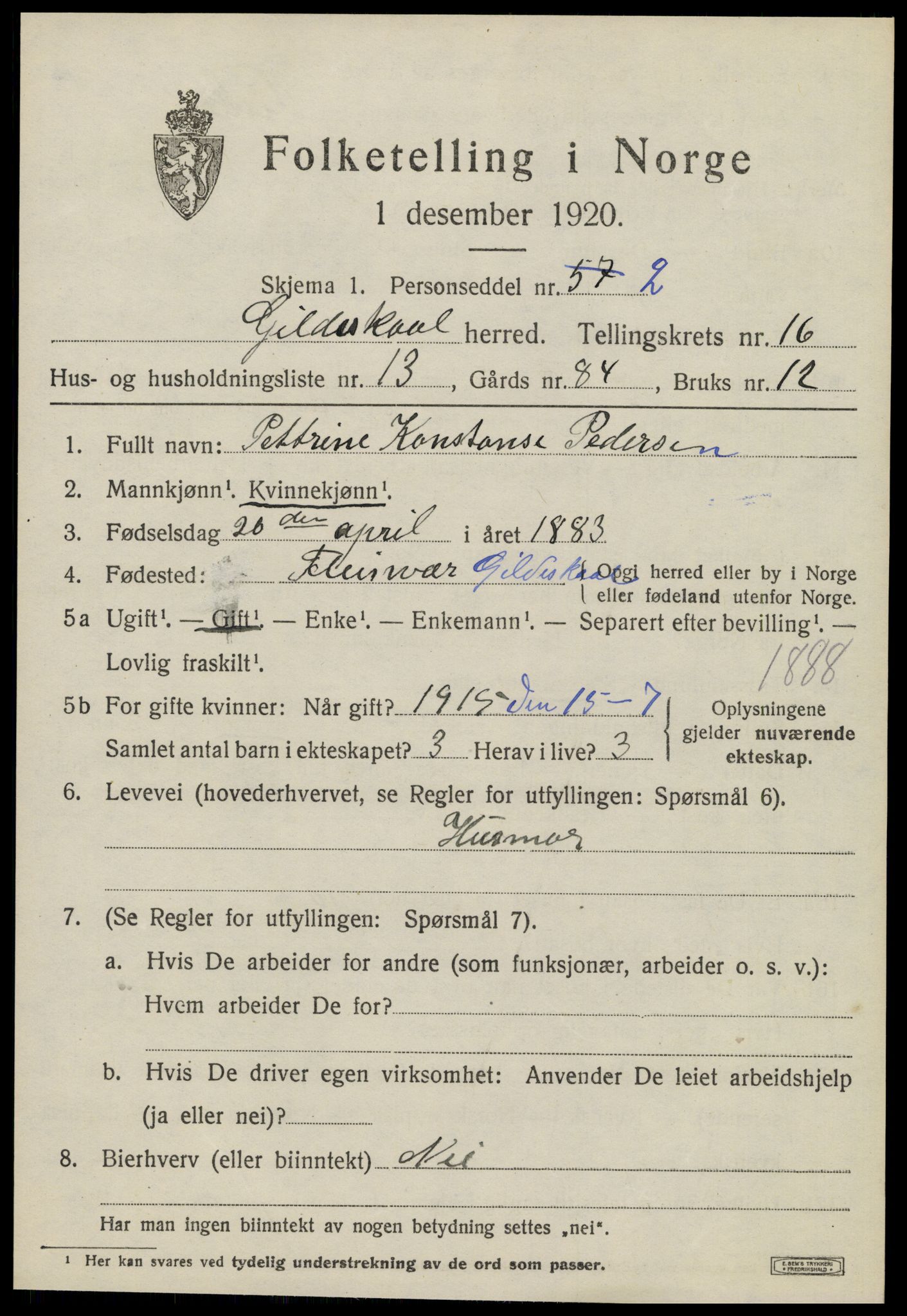 SAT, Folketelling 1920 for 1838 Gildeskål herred, 1920, s. 10292