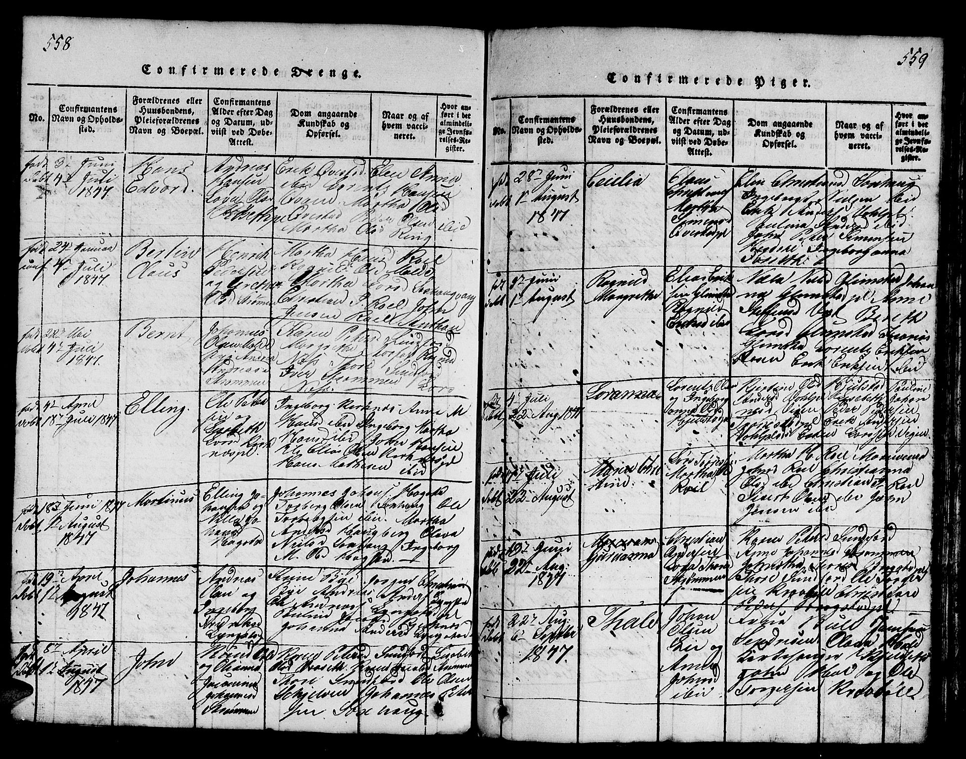 Ministerialprotokoller, klokkerbøker og fødselsregistre - Nord-Trøndelag, SAT/A-1458/730/L0298: Klokkerbok nr. 730C01, 1816-1849, s. 558-559