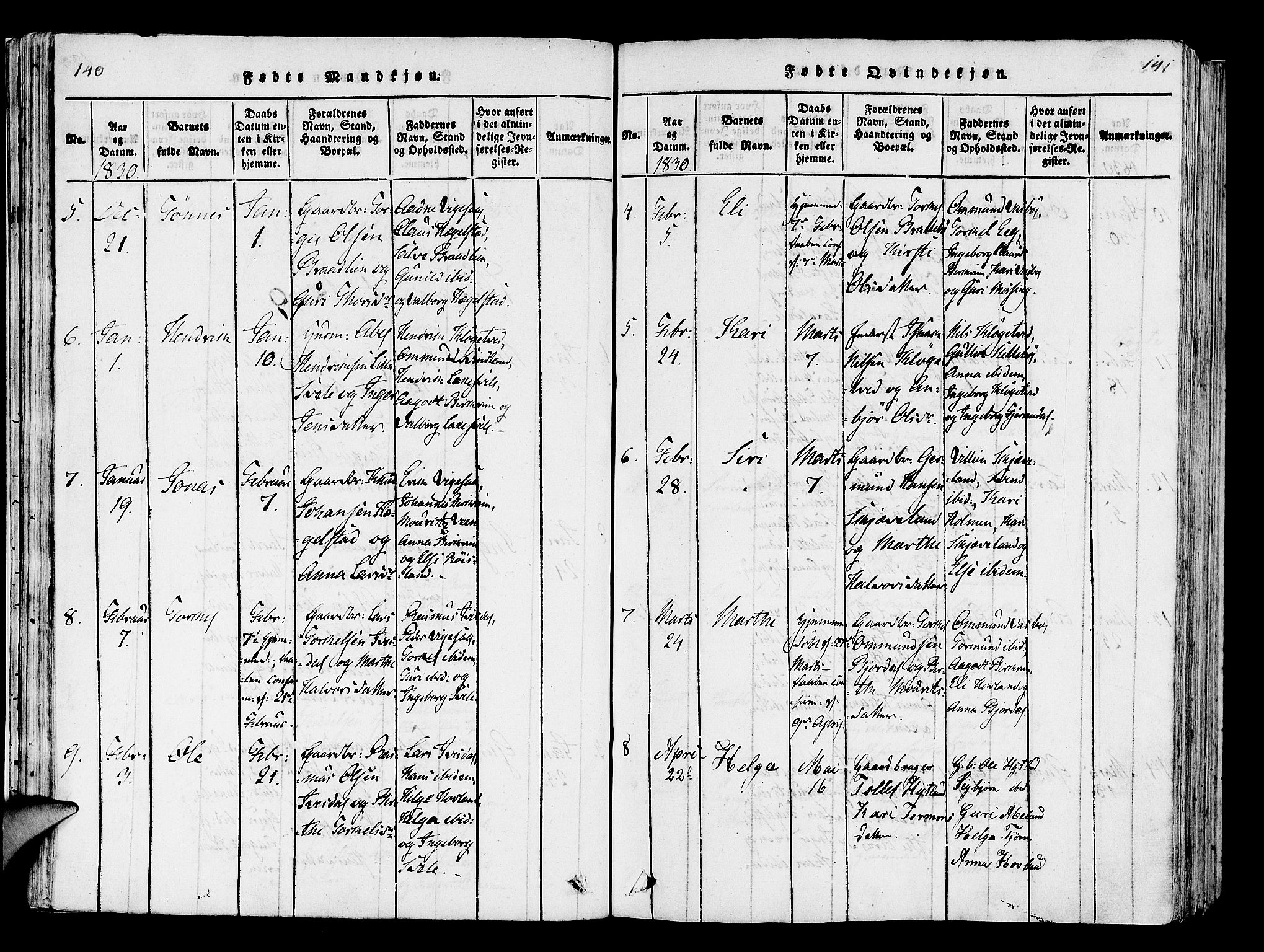 Helleland sokneprestkontor, AV/SAST-A-101810: Ministerialbok nr. A 5, 1815-1834, s. 140-141