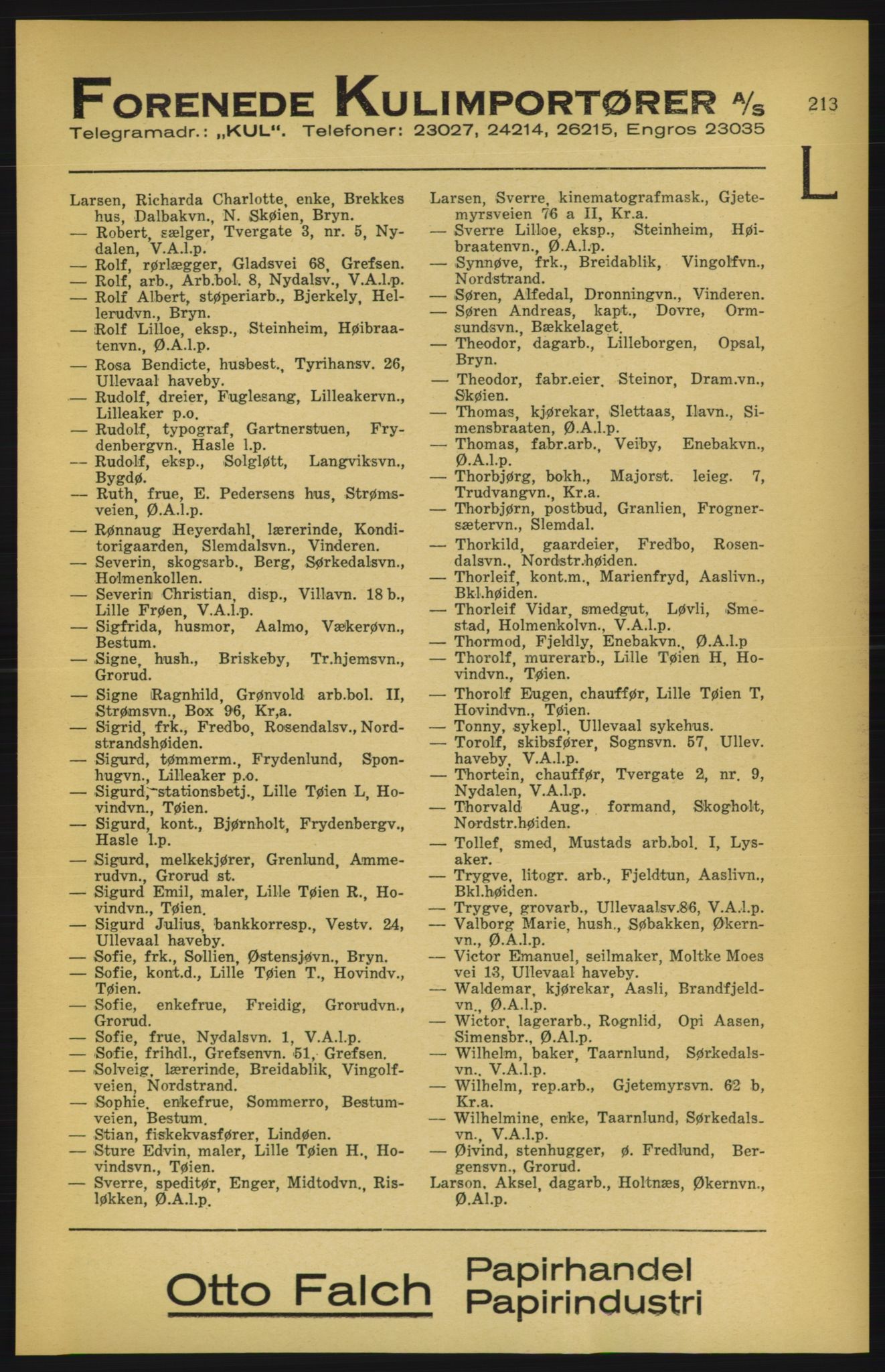 Aker adressebok/adressekalender, PUBL/001/A/003: Akers adressekalender, 1924-1925, s. 213