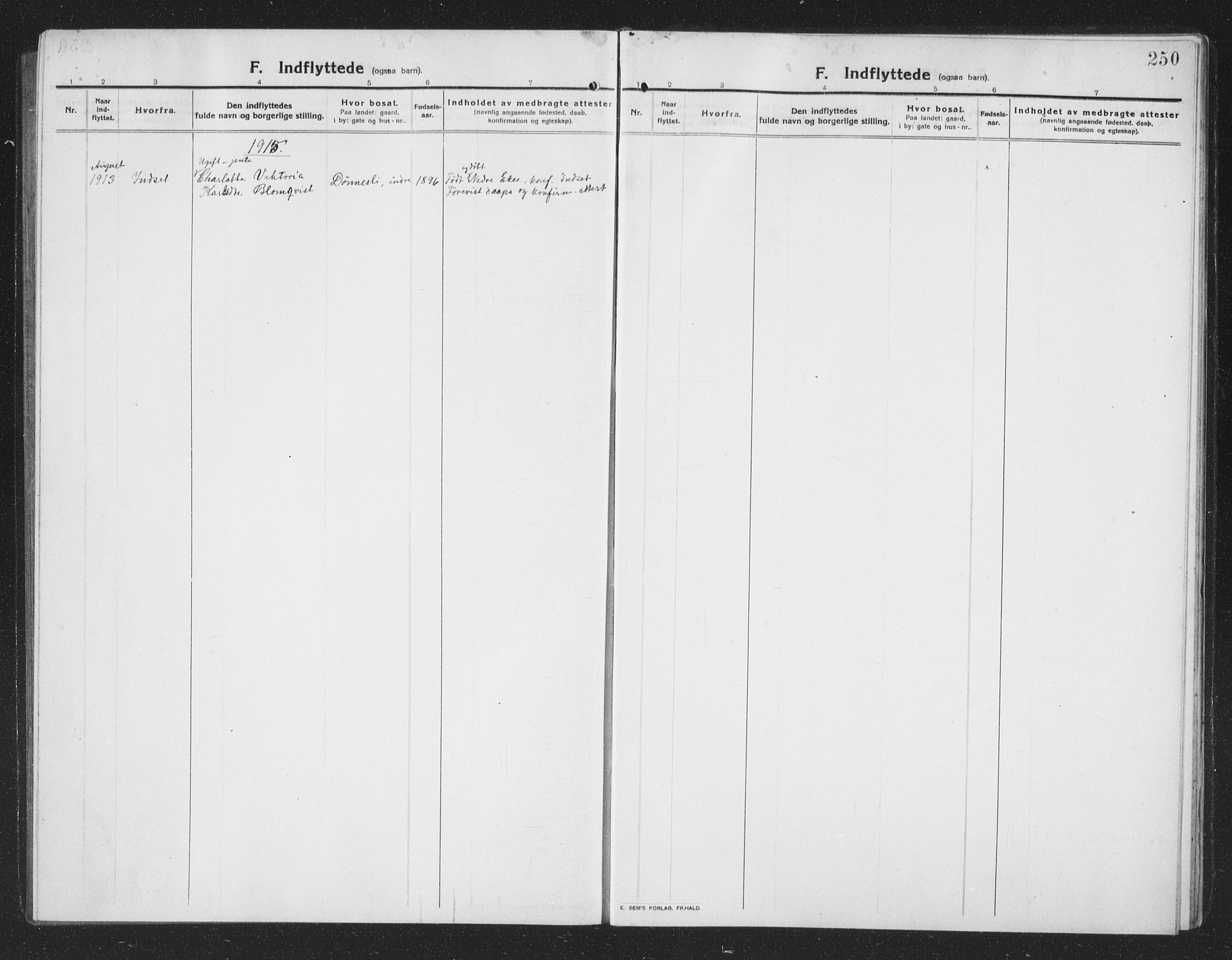 Ministerialprotokoller, klokkerbøker og fødselsregistre - Nordland, SAT/A-1459/814/L0231: Klokkerbok nr. 814C04, 1912-1926, s. 250