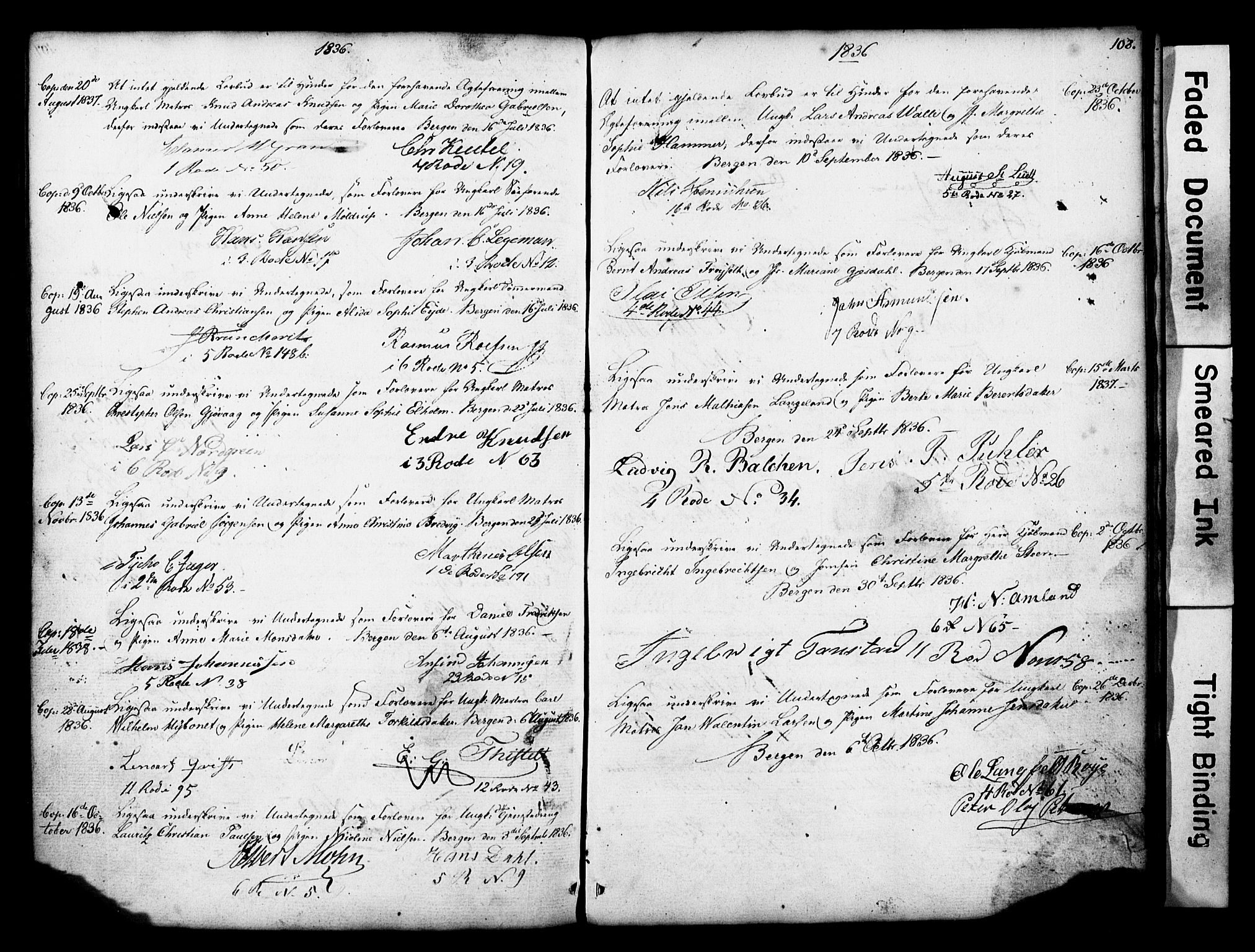 Nykirken Sokneprestembete, SAB/A-77101: Forlovererklæringer nr. II.5.1, 1814-1846, s. 108