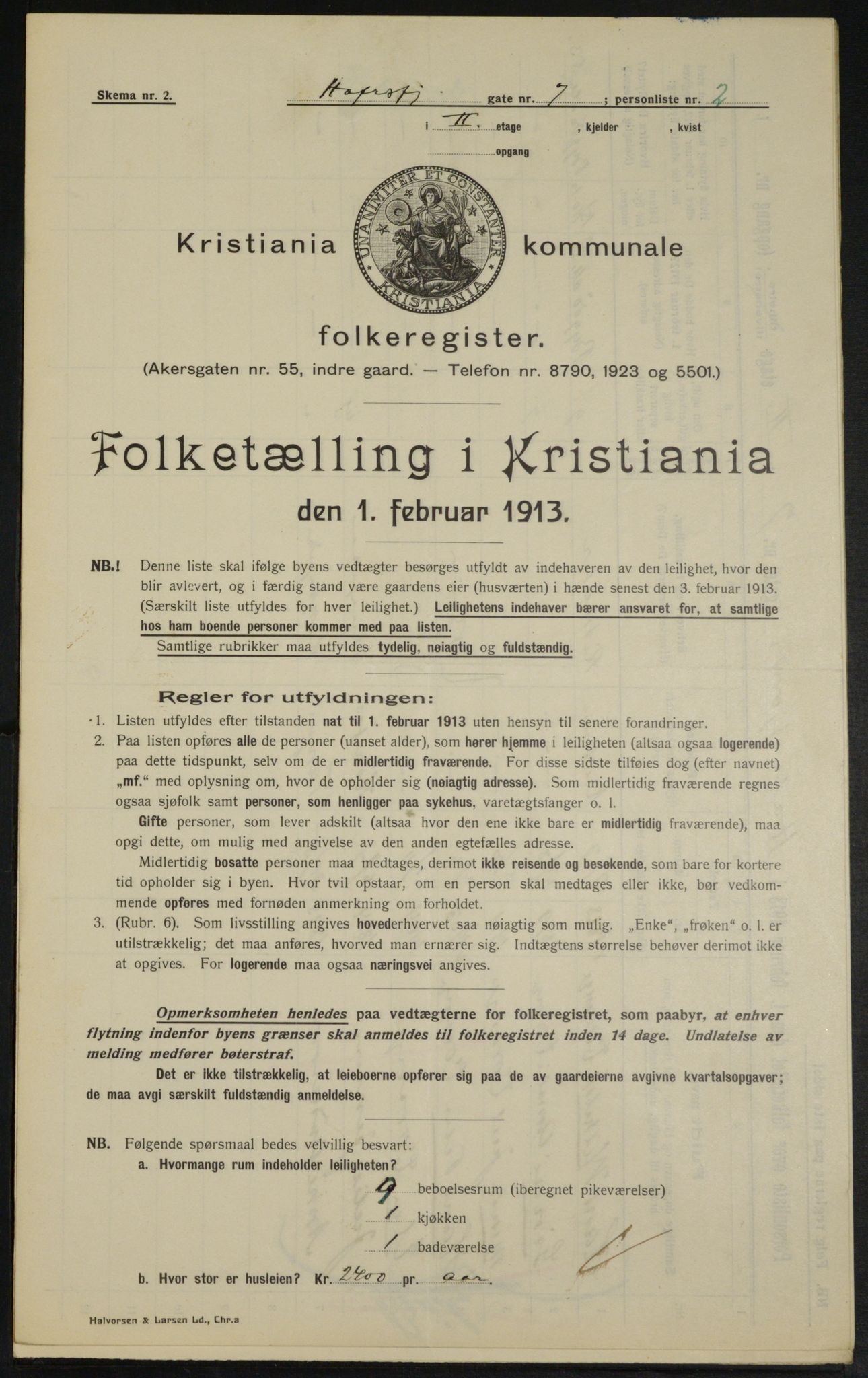 OBA, Kommunal folketelling 1.2.1913 for Kristiania, 1913, s. 33360